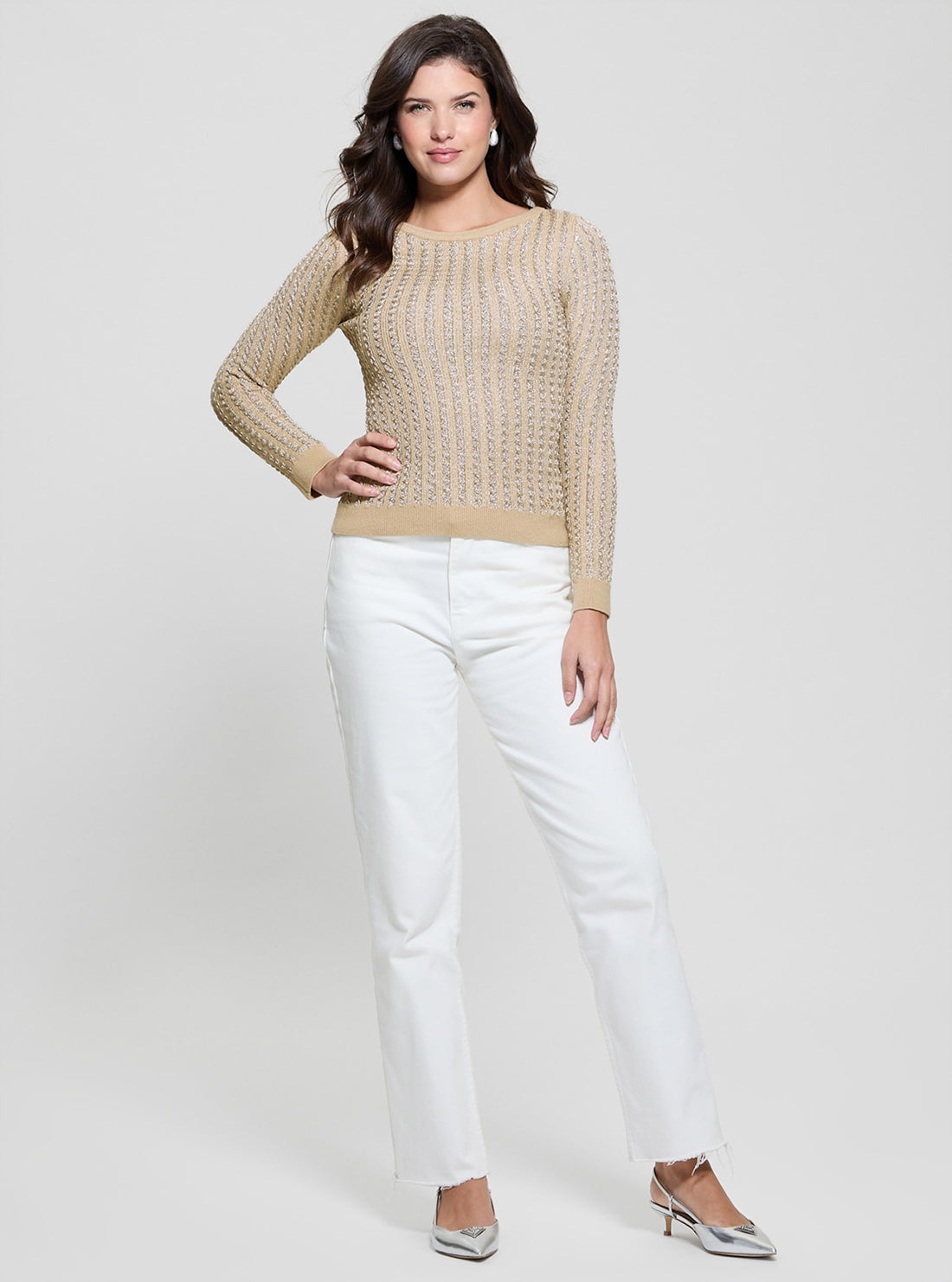 Beige Josie Knit Top for Women - Soft Casual Long Sleeve T-Shirt | Perfect for Fall Outfits, Layering & Everyday Wear