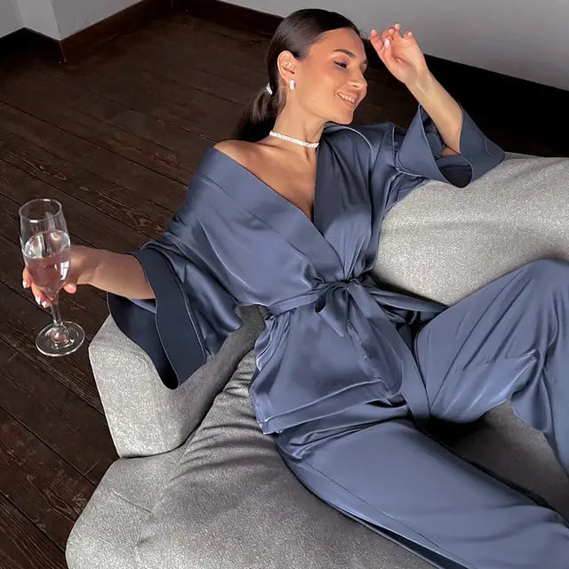 Luxury 2-Piece Satin Sleepwear Set for Women - Soft & Comfortable Pajamas for Nightwear, Loungewear & Gift Giving