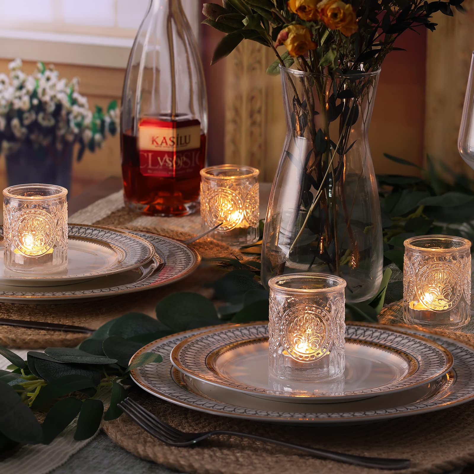 36pcs Clear Glass Votive Candle Holders - Bulk Tea Light Candle Holders for Wedding Centerpieces, Party Decor, Dinner Tables & Home Decoration - Perfect for Romantic Ambiance, Holiday Lighting & Special Events
