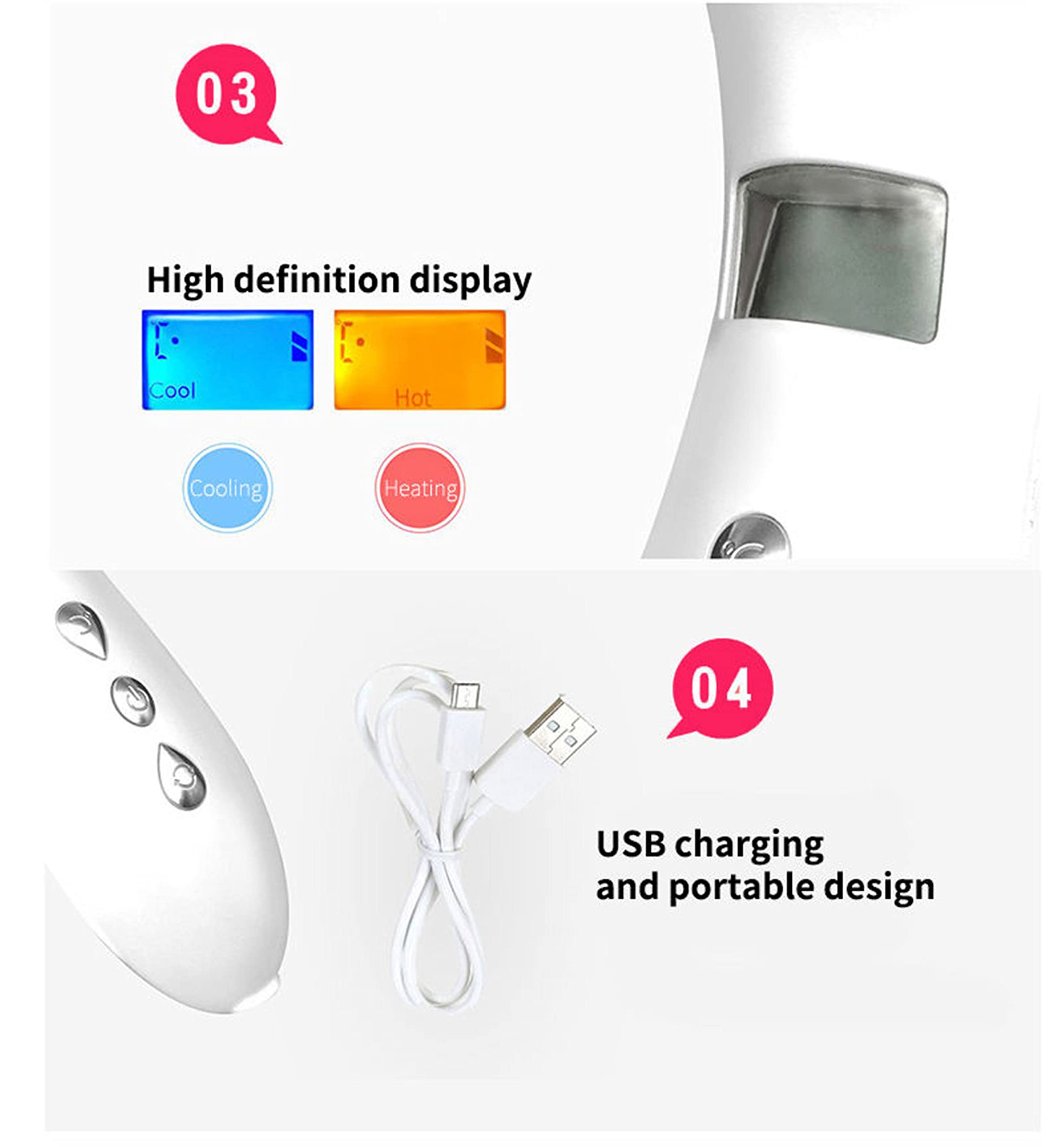 Dealsure Beauty Hot & Cool Facial Massager - Portable Handheld Vibration Device for Skin Care, Wrinkle Reduction & Cream Absorption | Perfect for Home Spa, Travel & Daily Skincare Routine