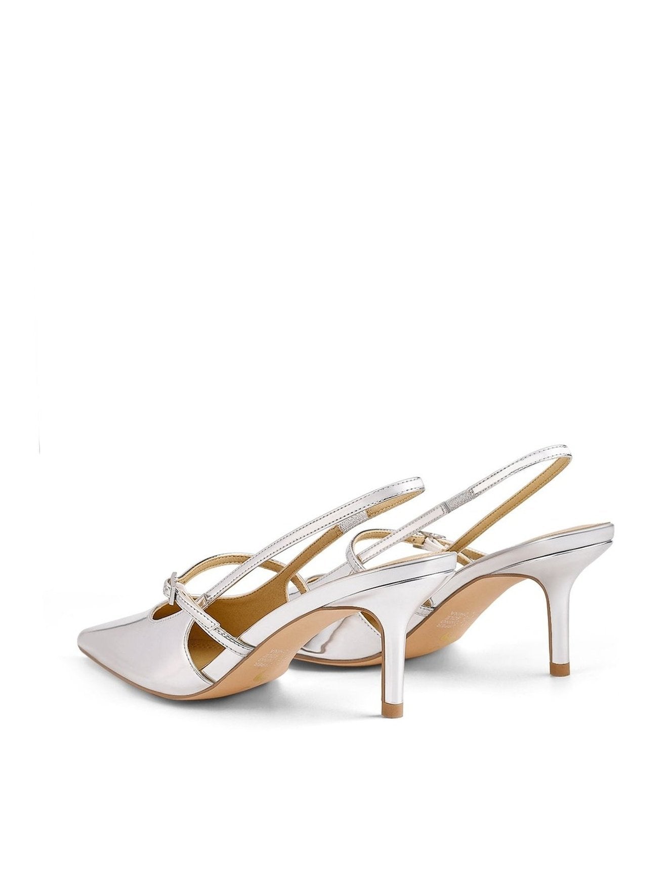 York Women's Slingback Heels - Silver Metallic Leather Pumps for Party, Wedding & Evening Wear - Comfortable Dress Shoes for Work & Special Occasions