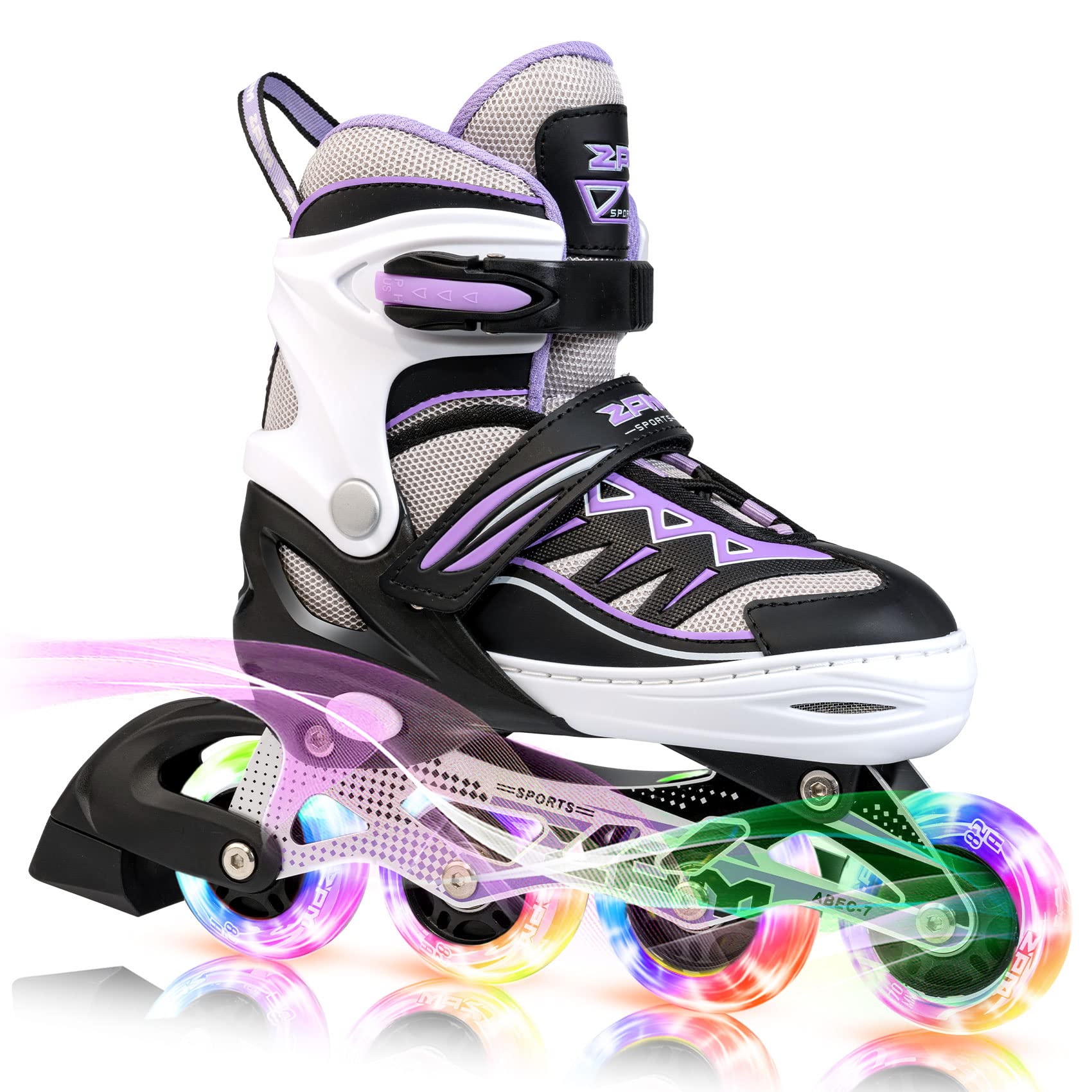 2PM SPORTS Cytia Pink Adjustable Light Up Inline Skates for Girls - Illuminating Wheels, Fun Flashing Roller Skates for Kids & Beginners - Perfect for Outdoor Play, Birthday Gifts & Roller Skating Rinks