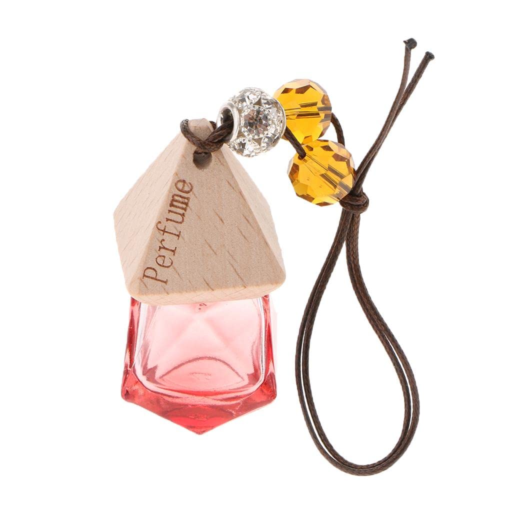 Refillable Glass Perfume Bottle Pendant - Hanging Car & Home Decor (Red) | VMS INDIA | Perfect for Aromatherapy, Gift Giving & Essential Oil Storage