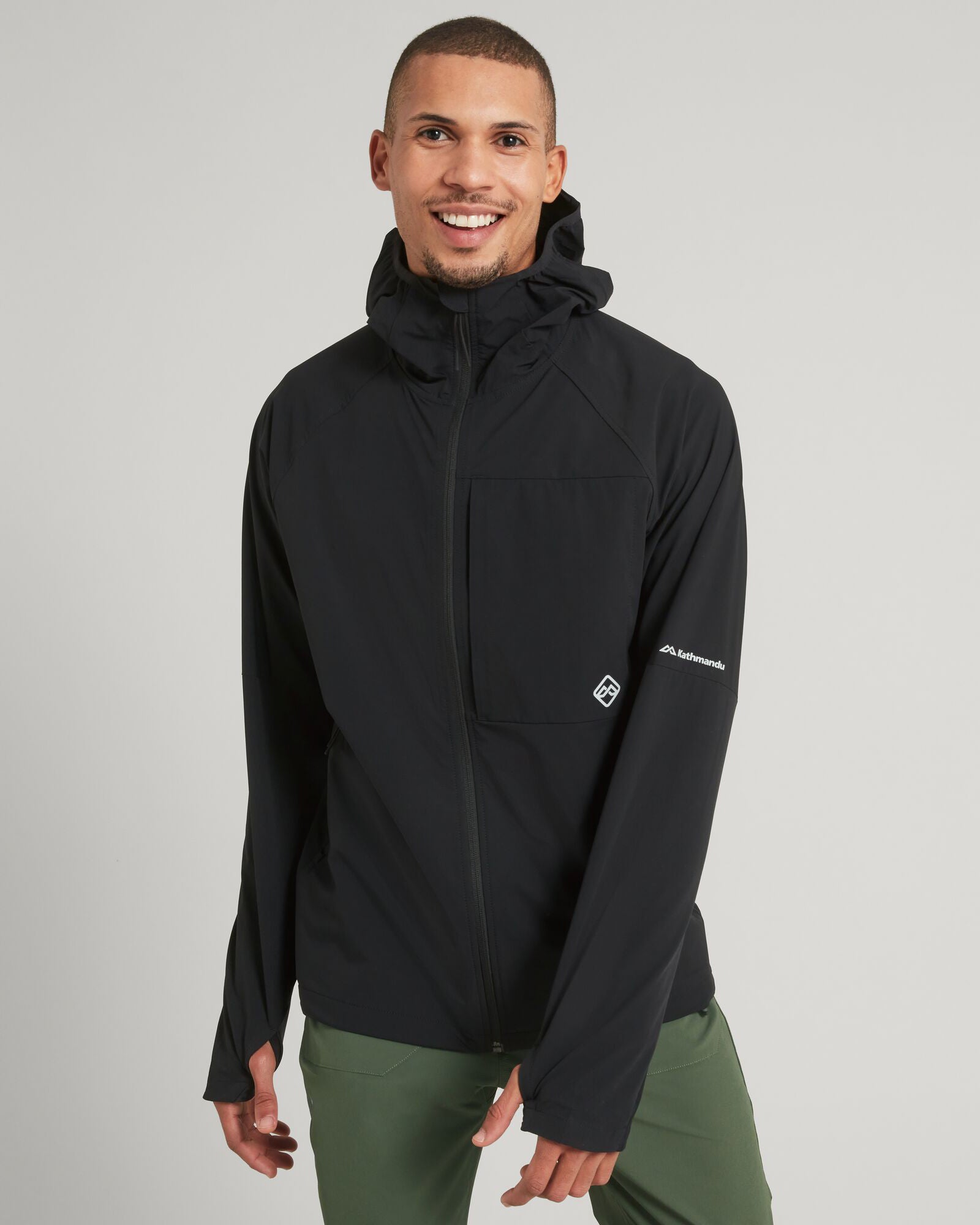 ULT Hike Men's Hooded Jacket - Waterproof Windbreaker for Outdoor Hiking, Camping & Winter Sports (Black)