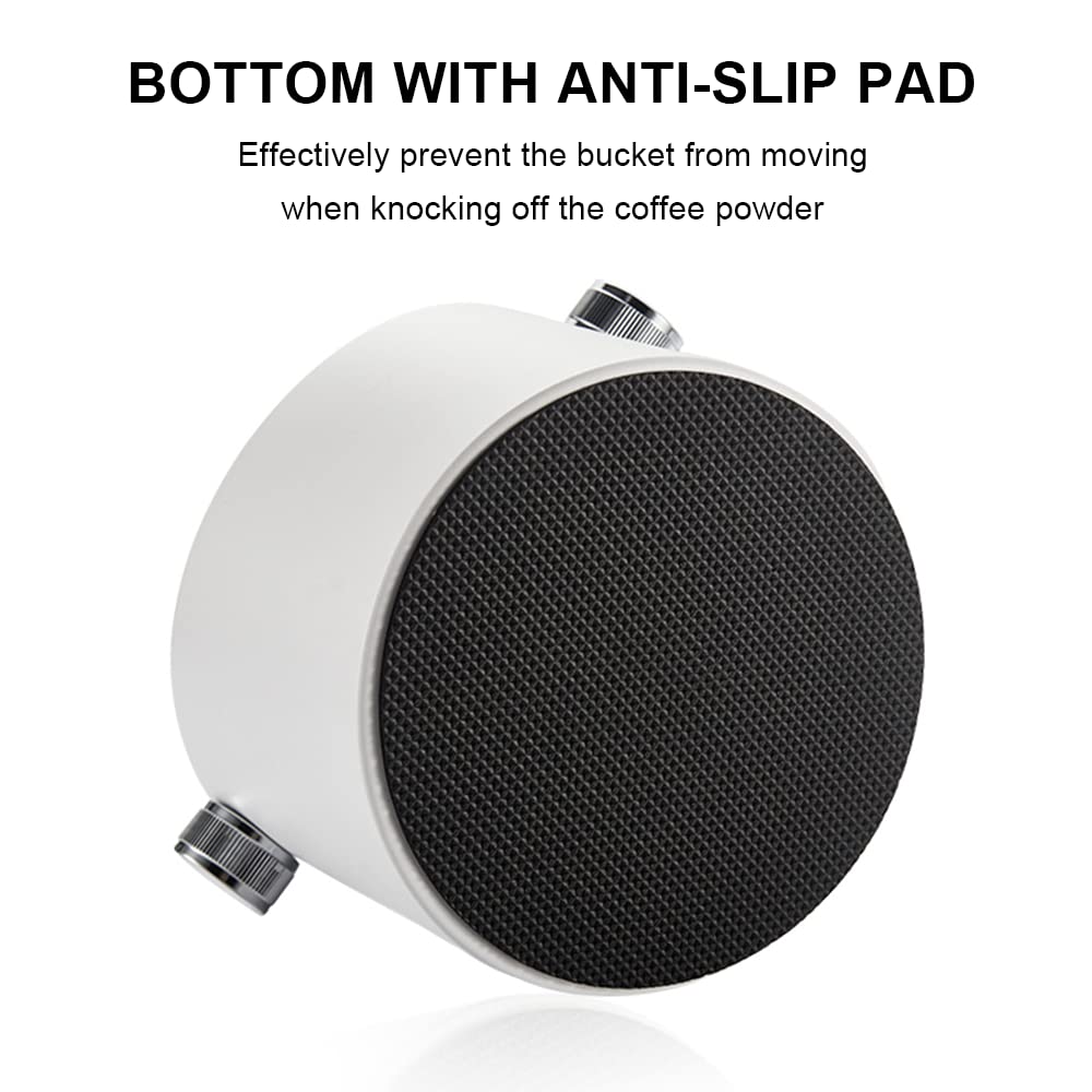Premium Espresso Knock Box - Large Capacity, Non-Slip Base Barista Tool for Coffee Grounds - Essential Espresso Machine Accessory (White) - Perfect for Home Baristas & Coffee Shops