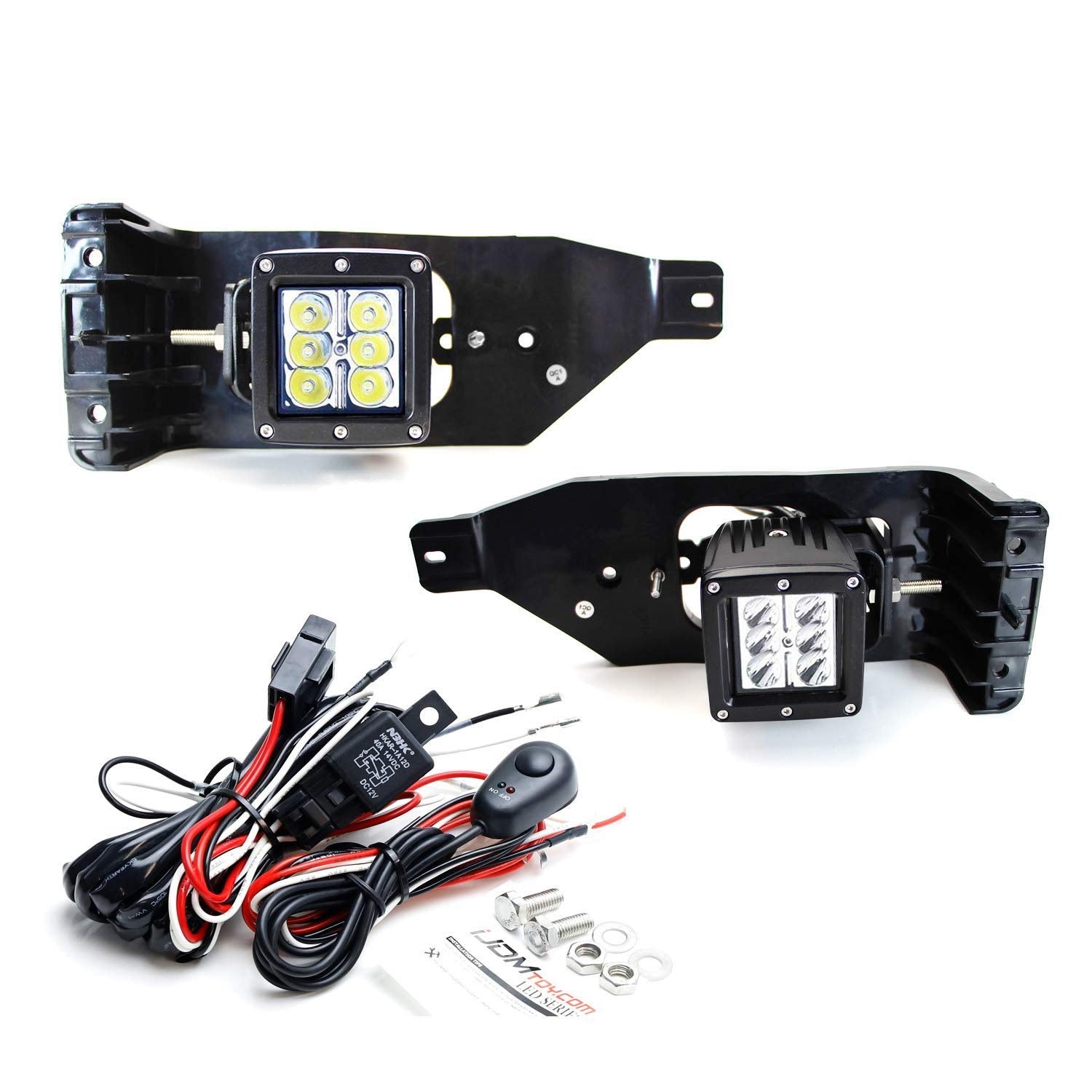 24W LED Pods with Fog Light Bracket & Wiring Kit - Compatible with 2005-2007 Ford F250 F350 F450 Super Duty Trucks - Perfect for Off-Roading, Night Driving, and Foggy Conditions