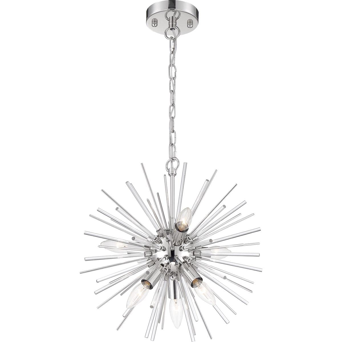Nuvo 60/6991 Cirrus 6-Light Chandelier in Polished Nickel with Glass Rods - Elegant Dining Room & Entryway Lighting Fixture