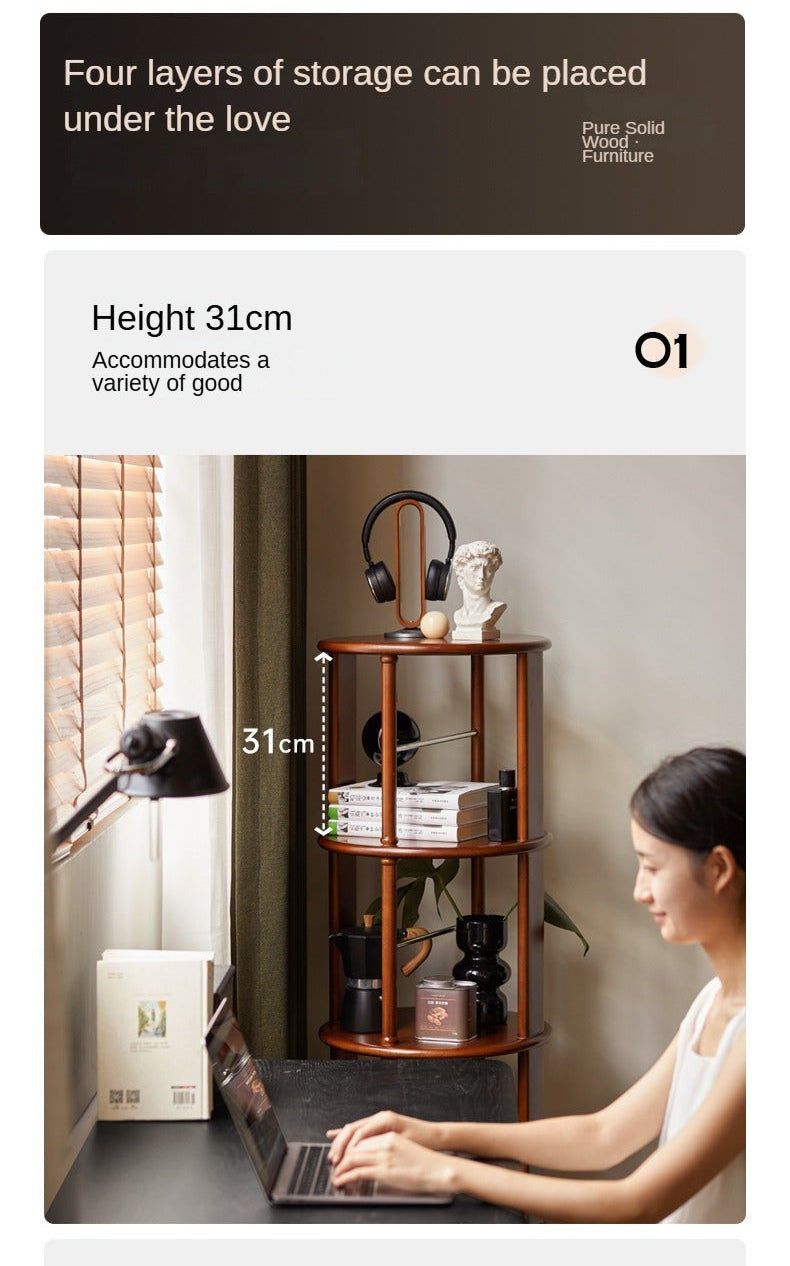 Solid Poplar Wood Rotating Bookshelf - 360° Swivel Floor Bookcase for Living Room, Office & Bedroom Storage & Organization