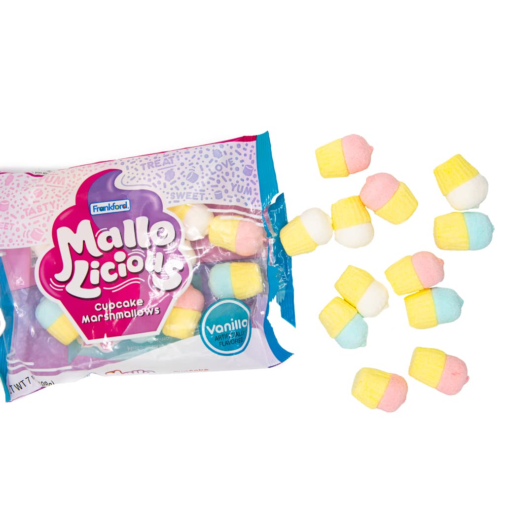 Frankford Candy Vanilla Flavored Cupcake Marshmallows - 7 Ounce Bags (Pack of 3) | Perfect for Baking, Hot Cocoa & Party Desserts