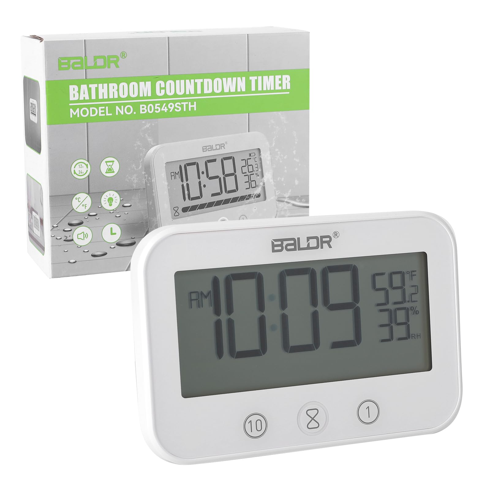 Waterproof Digital Shower Clock with Timer & Temp Display - Bathroom Essentials