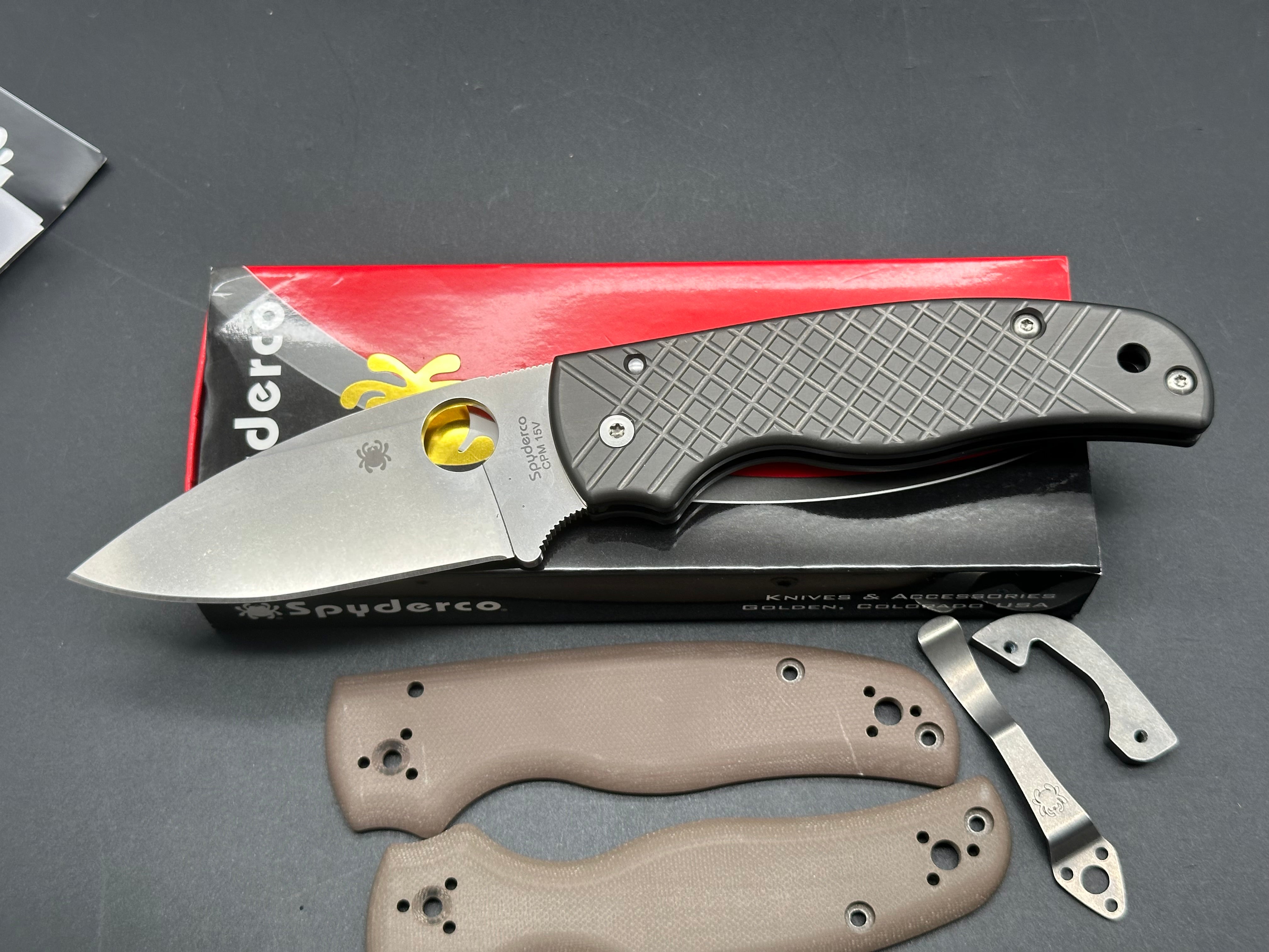 Spyderco Shaman Folding Knife - S15V Steel Blade with Meton Boss Zirconium Scales, Backspacer & Clip | EDC, Outdoor Survival, Tactical Use