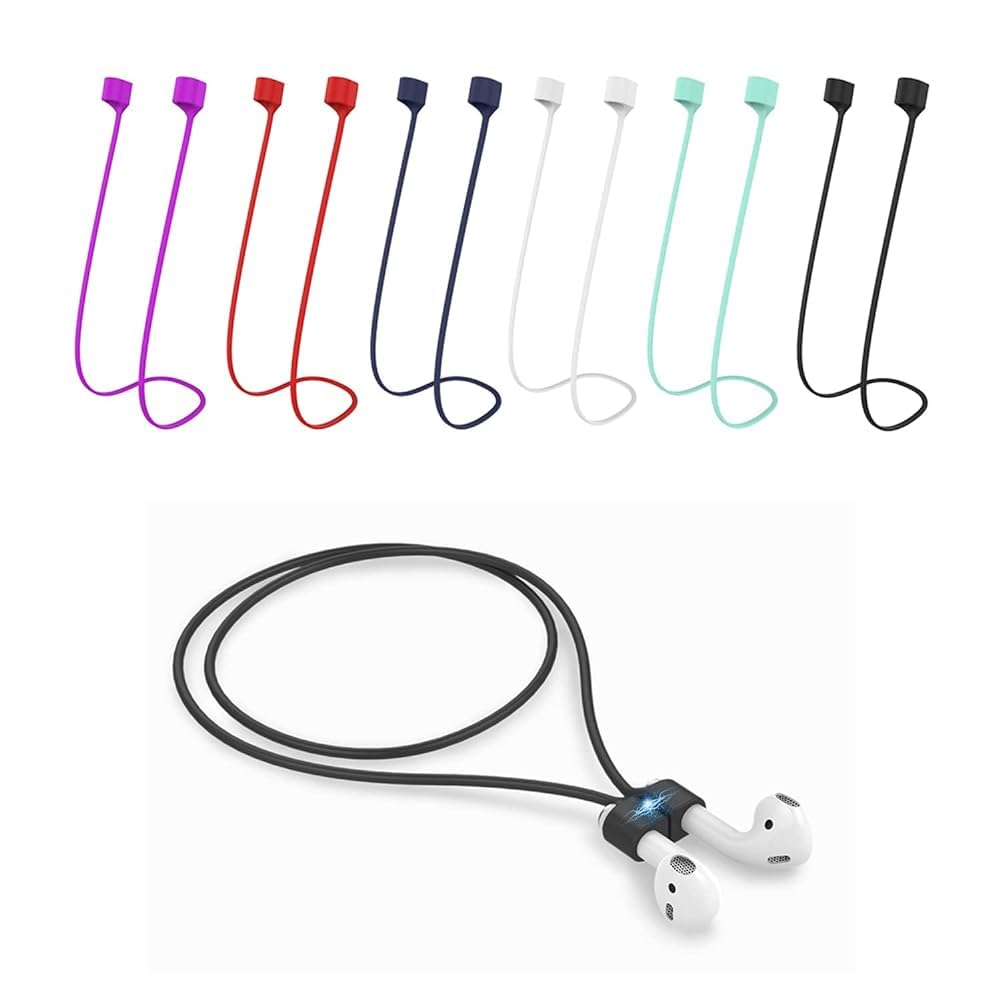 6pcs Magnetic Anti-Lost Silicone Lanyards for Wireless Earbuds - Running, Gym, Cycling