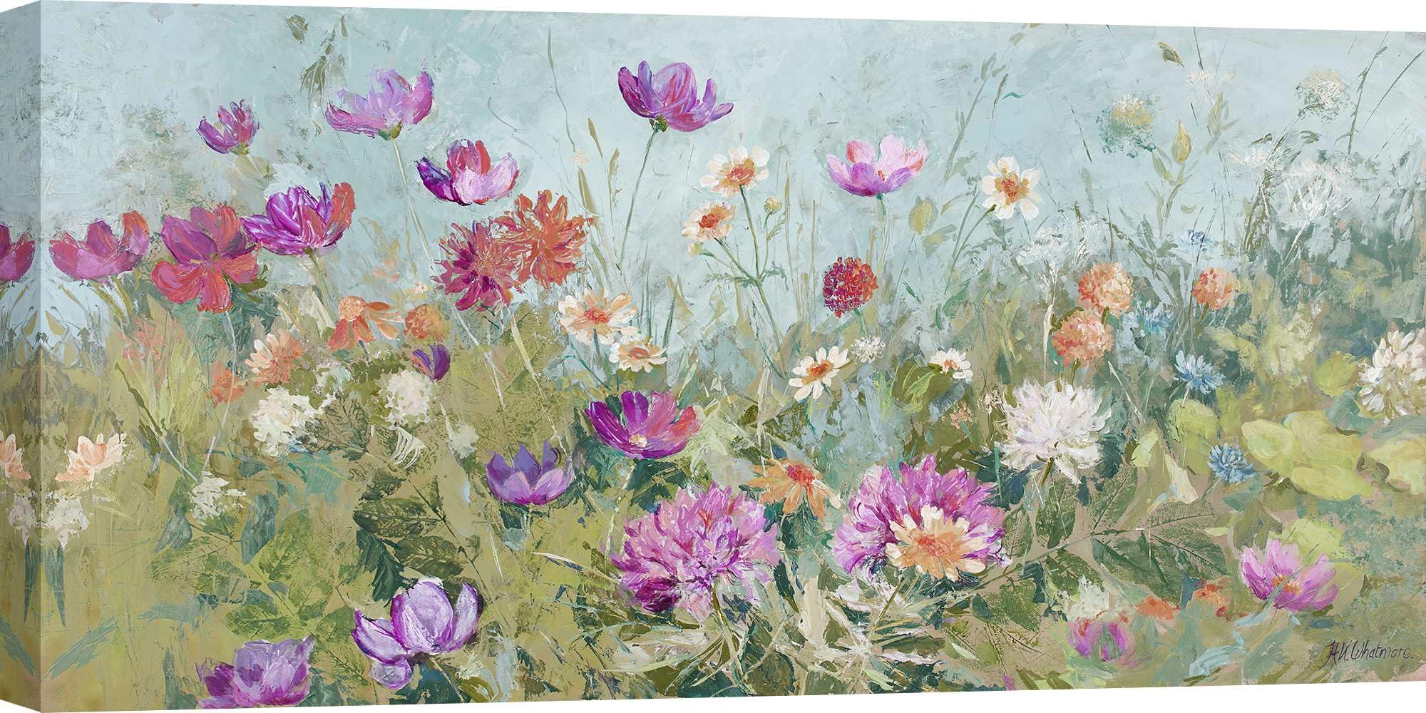 ART PRINT CAFE' – Floral Canvas Print – Summer Breeze by In Whatmore – 100 x 50 cm Wall Decor – Perfect for Living Room, Bedroom & Office