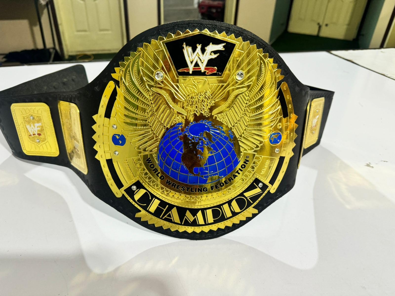 Premium Black & Gold Leather Wrestling Belt for Adults - 2MM Brass Plates - Championship Title Replica for WWE Fans, Cosplay & Sports Events