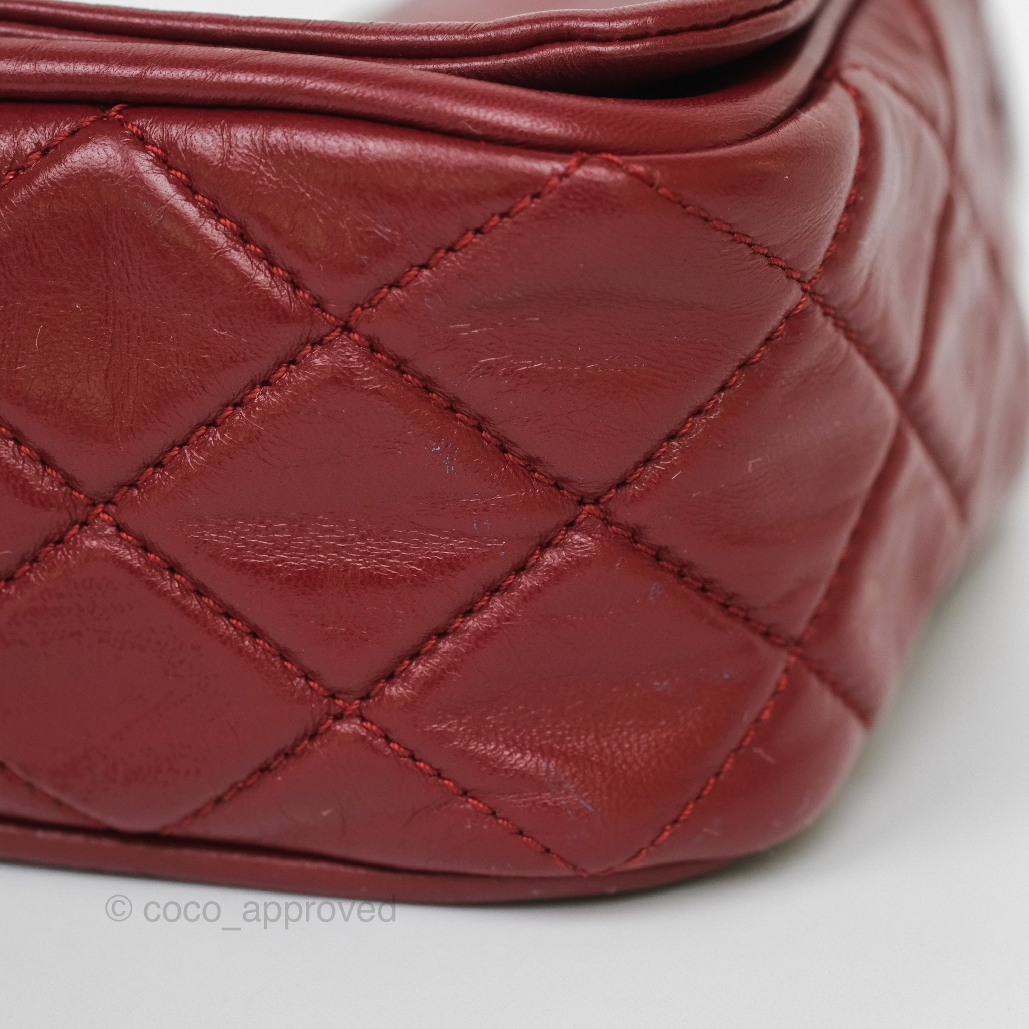 Chanel CC Flap Shoulder Bag in Dark Red Crumpled Leather with Silver Hardware - Luxury Crossbody Bag for Women, Perfect for Date Night & Evening Events