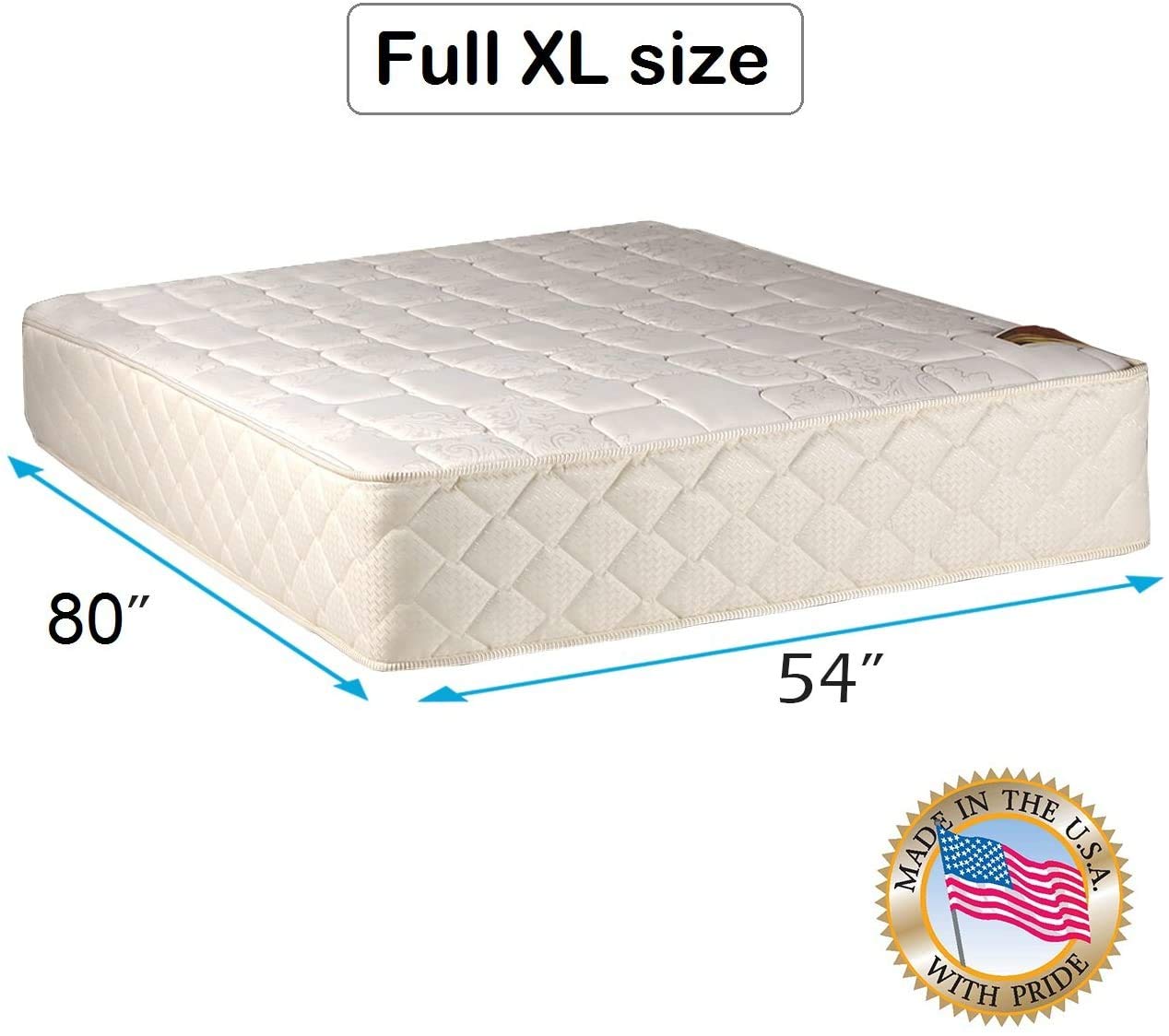 DS USA Grandeur Deluxe Full XL Medium Firm Two-Sided Mattress with Protective Cover - Ready-to-Use for Ultimate Sleep Support & Lasting Comfort | Perfect for Guest Rooms, Dorms & Small Bedrooms