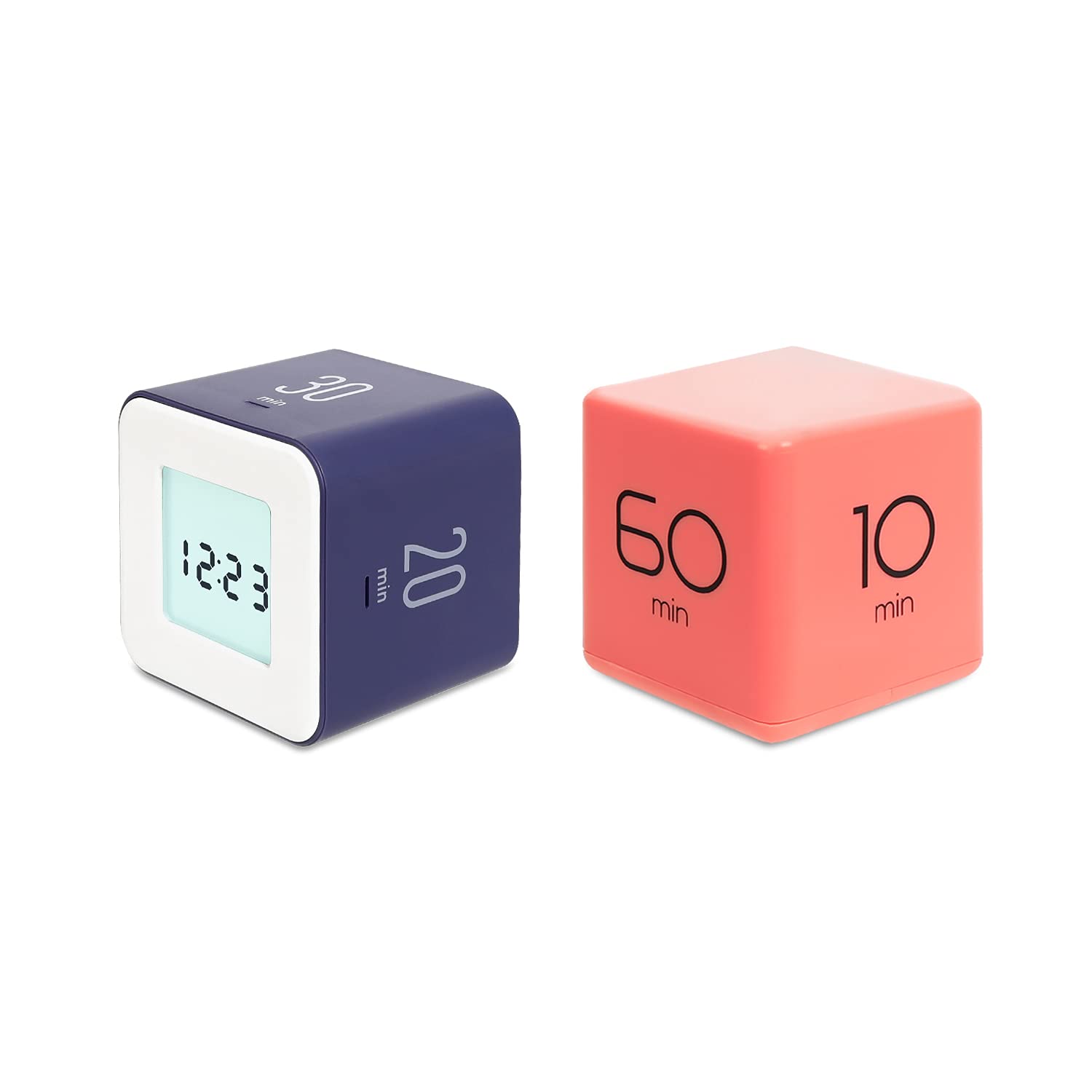 Mooas Cube Timer Bundle - Coral (10, 30, 50, 60 Minutes) & Violet (5, 10, 20, 30 Minutes) - Visual Time Management Tool for Study, Cooking, Workout, Kids Activities - Perfect for Classroom, Office, Kitchen & Home Organization