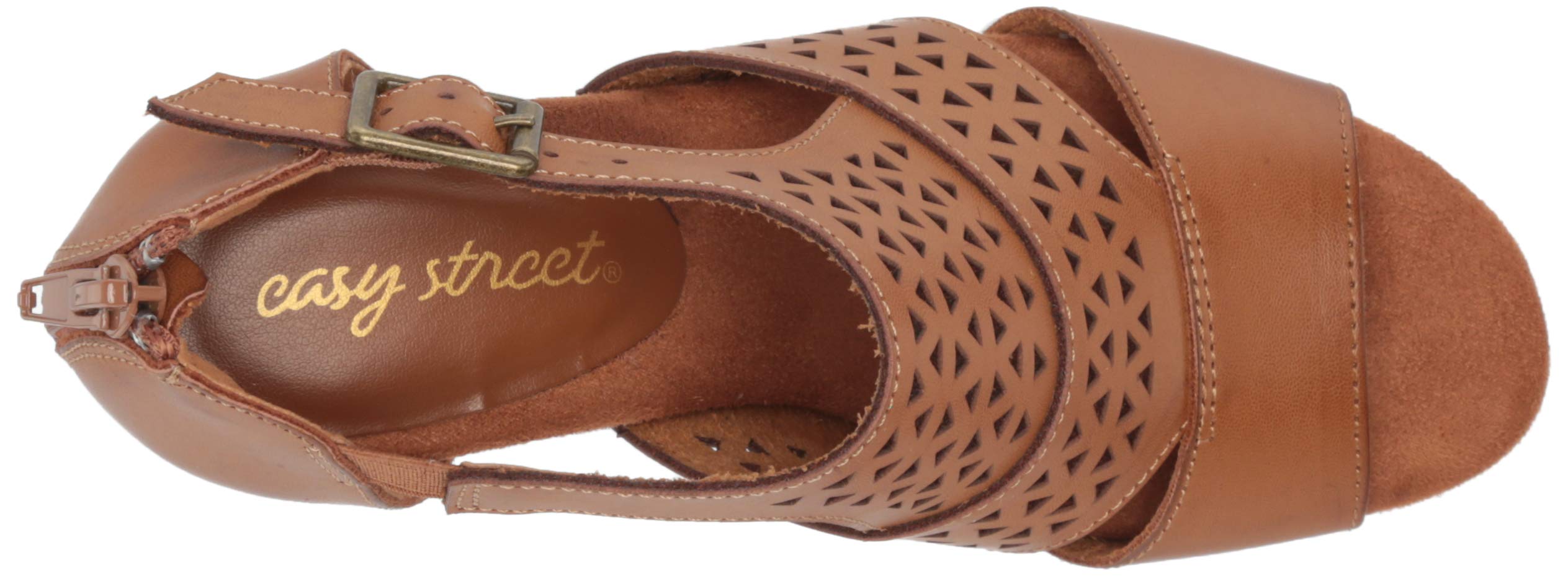 Easy Street Women's Block Heel Sandal - Comfortable Luggage Heels for Travel & Work - Size 9 US - Perfect for Office, Vacation & Summer Outfits