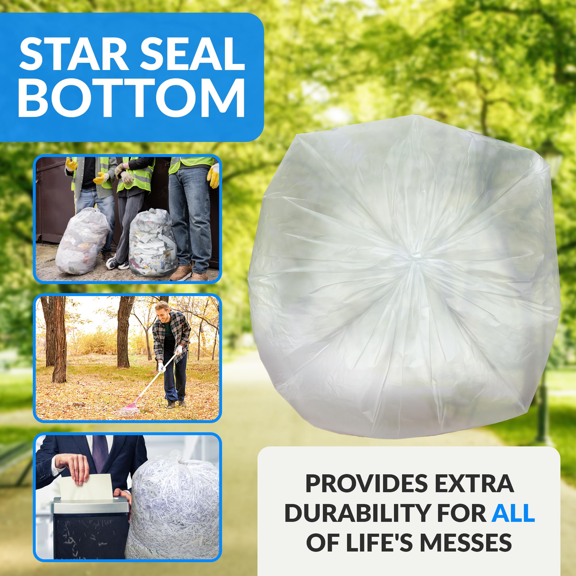 Reliable 95 Gallon Heavy Duty Trash Bags - 30 Count Super Size Clear Garbage Bags for Commercial & Home Use - Perfect for Construction Sites, Yard Waste & Large Cleanups