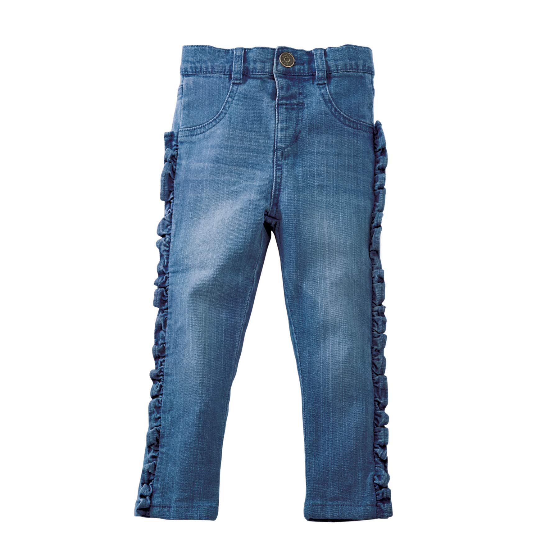 Mud Pie Girls Infant Ruffle Jeans - Soft Denim Pants for Baby Girls 0-24 Months | Playtime & Photo Outfits