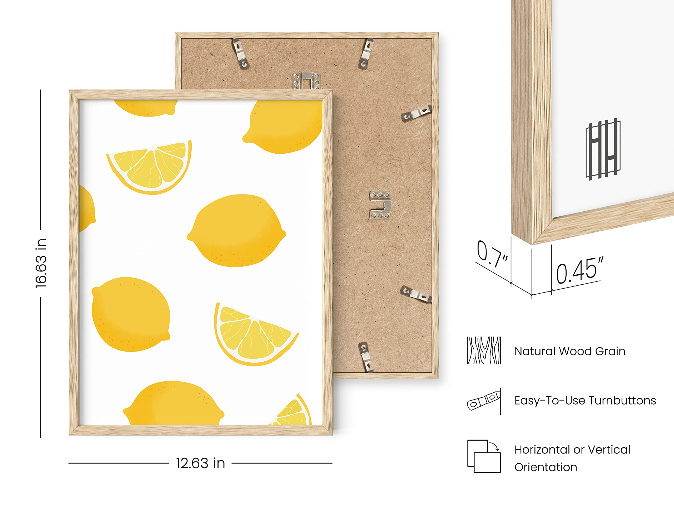 HAUS AND HUES Lemon Art Print - Vibrant Lemon Wall Decor, Yellow Fruit Picture for Kitchen, Modern Beige Framed Poster 12x16 - Perfect for Farmhouse, Boho & Coastal Home Decor