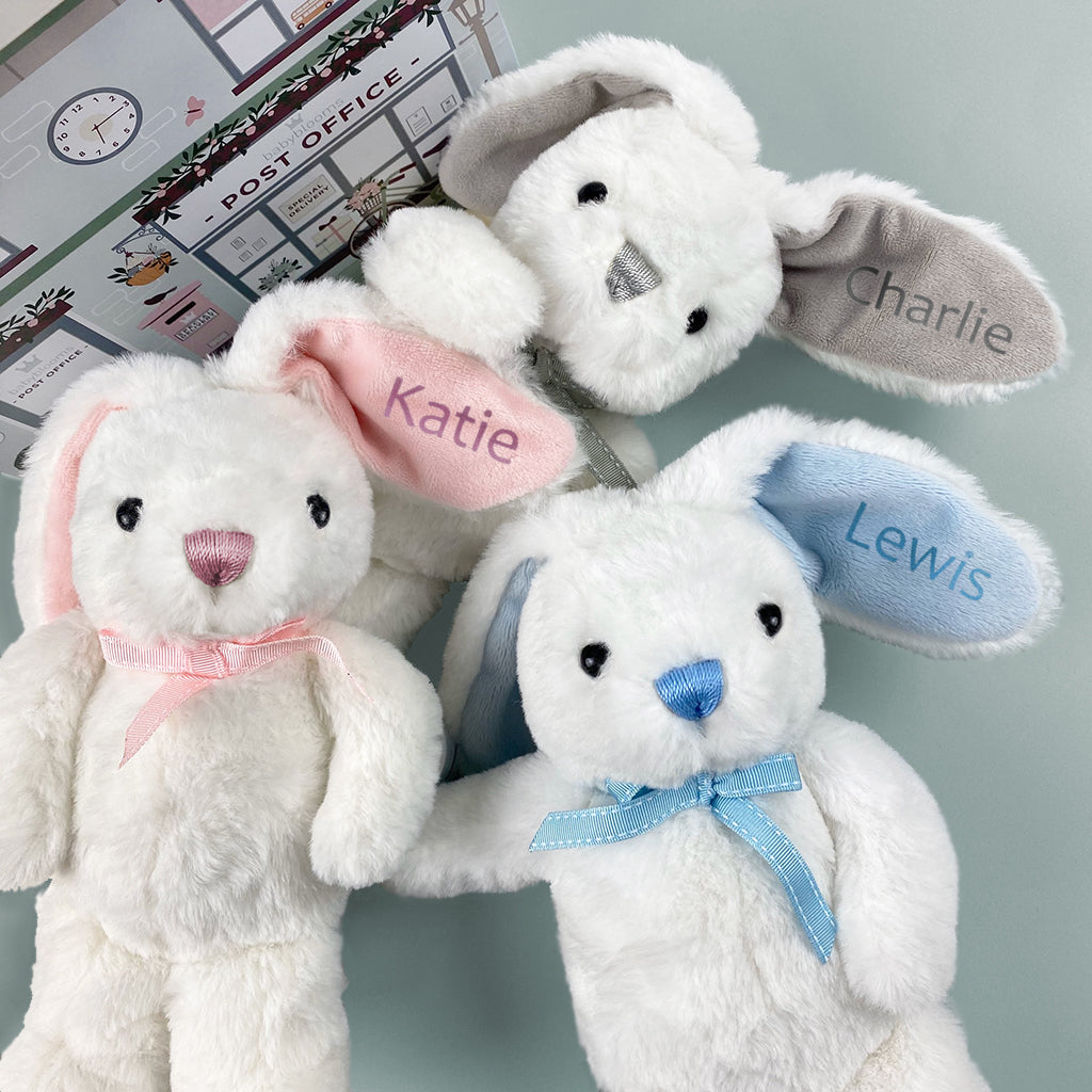 Send A Bunny Hug - Soft Blue Plush Stuffed Animal Toy for Kids, Gifts & Comfort - Perfect for Birthdays, Valentine's Day & Cuddling