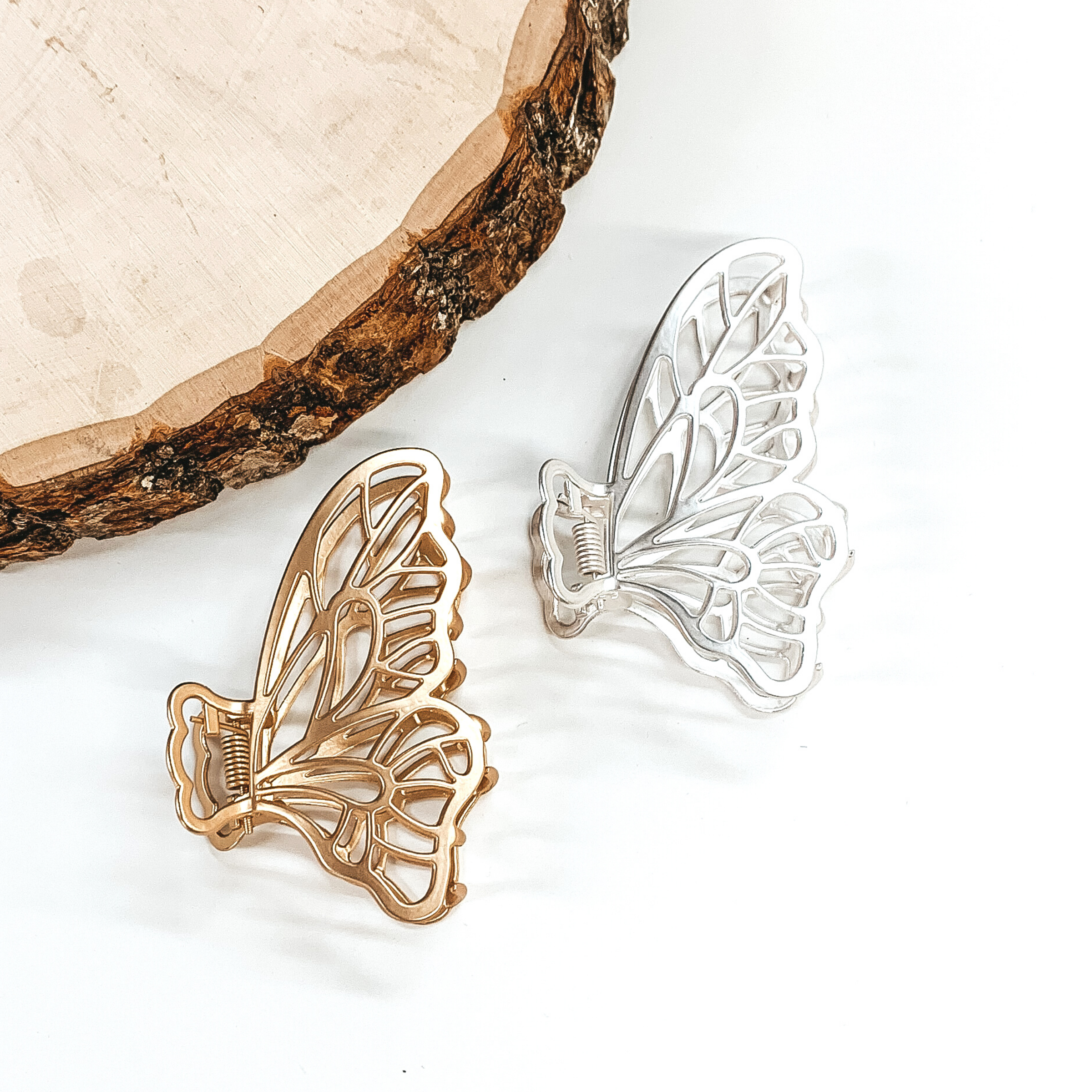 Elegant Matte Gold Butterfly-Shaped Metal Hair Clips for Women - Perfect for Weddings, Parties & Everyday Styling