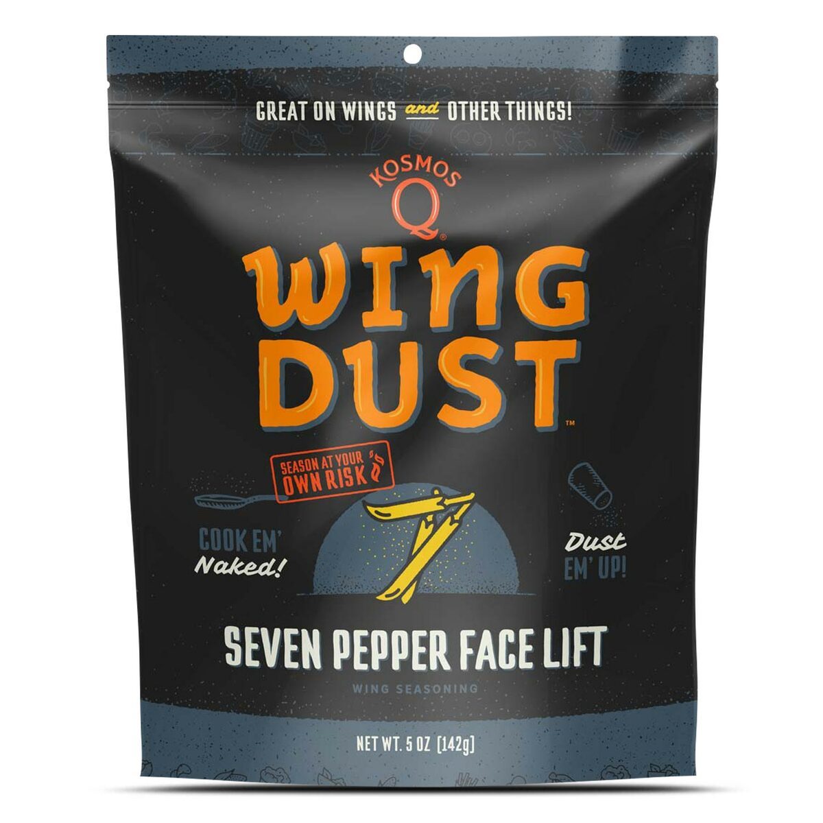 Kosmos Q Seven Pepper Wing Dust - Premium BBQ Seasoning Rub for Chicken Wings, Ribs & Meat - Perfect for Grilling, Smoking & Outdoor Cooking