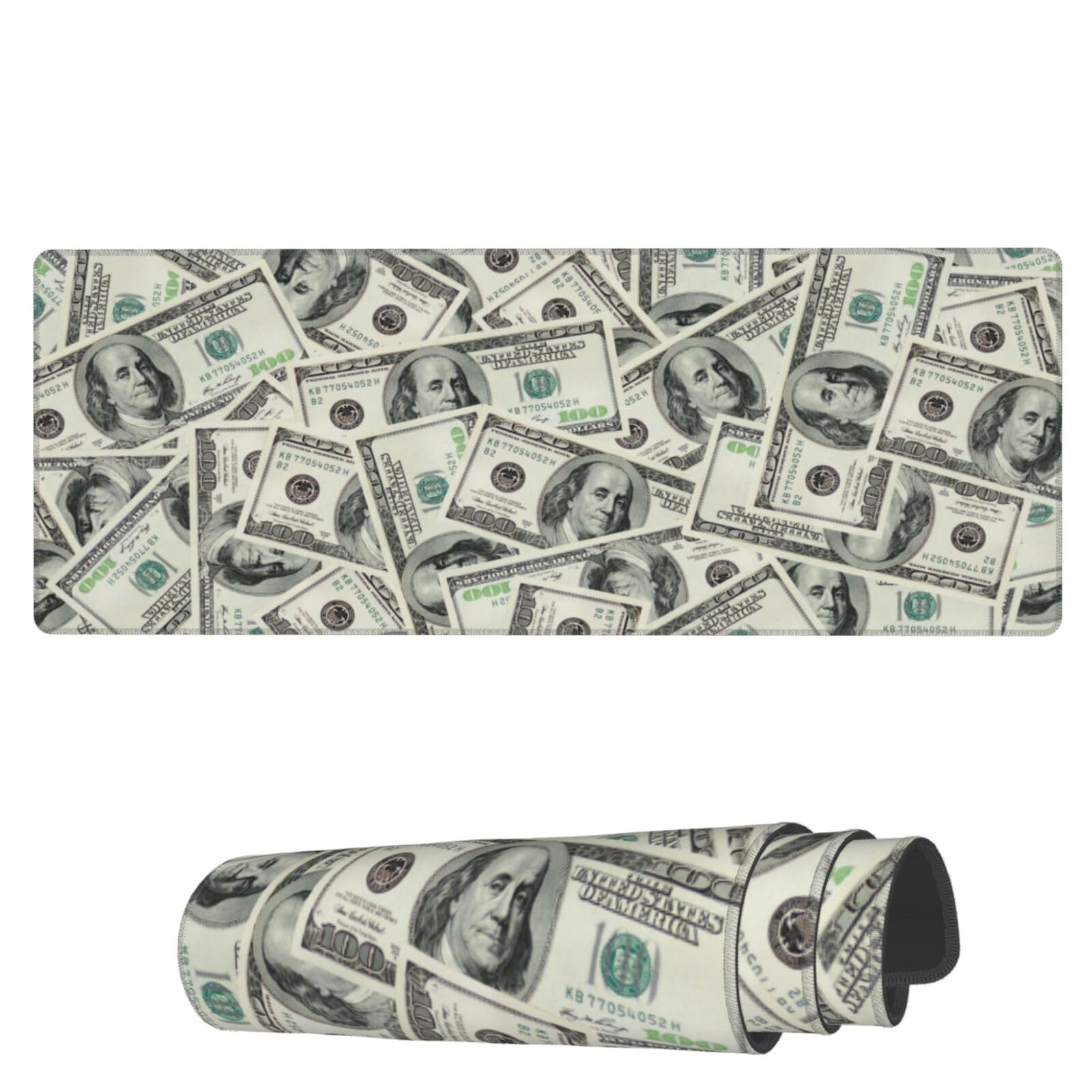 Large Extended Gaming Mouse Pad with Stitched Edges - XXL Non-Slip Desk Mat for Keyboard & Mouse - US Dollar Design - Perfect for Office, Home & Gaming Setup (Work, PC, Laptop Computer Accessories)