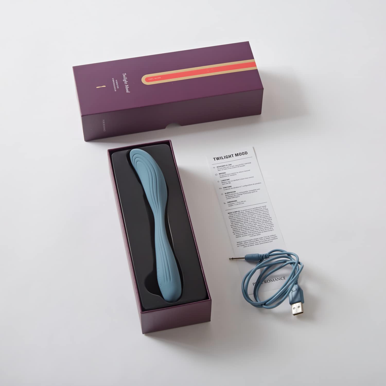 Pure Romance Twilight Mood - Bendable Clitoral Vibrator with 7 Pulse Patterns & 3 Speeds | Soft Silicone Massager with Textured Head for Enhanced Pleasure | Perfect for Solo Play & Couples Intimacy