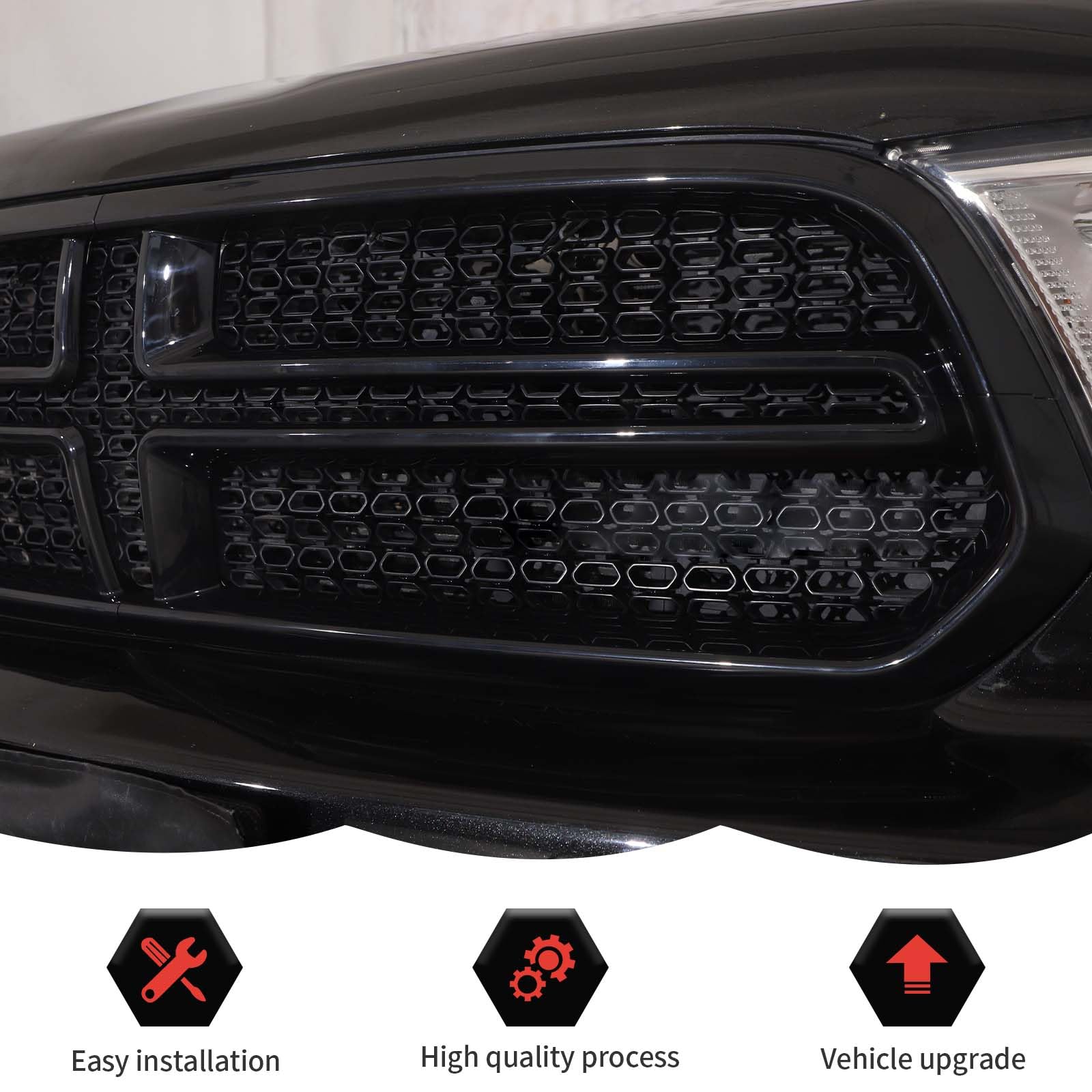 Black Front Grille Inserts Trim Cover for Dodge Durango 2011-2020 - Exterior Accessories & Grill Frame Decoration | Upgrade Your SUV's Style for Off-Road Adventures & Daily Commutes