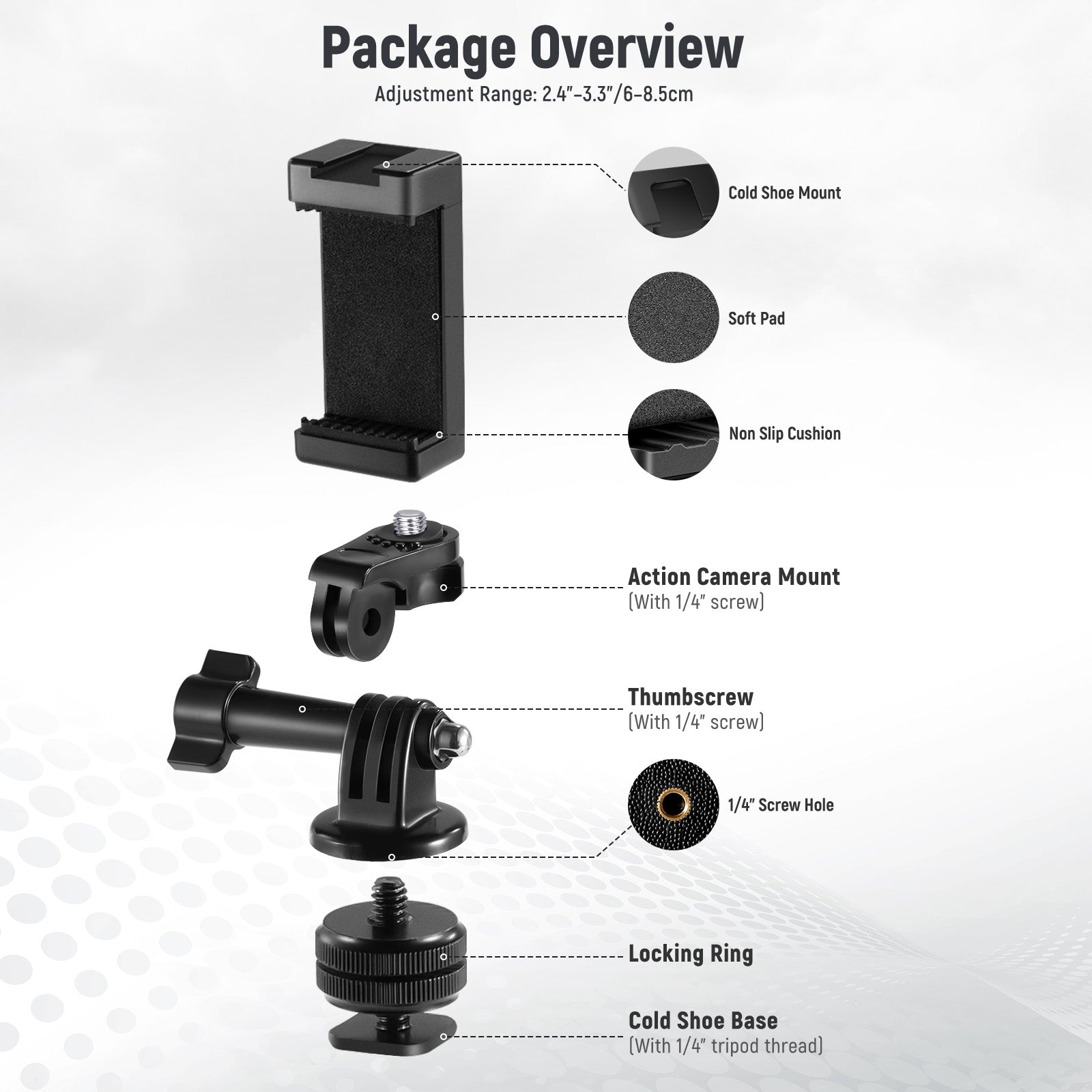 NEEWER Universal Smartphone Holder with Hot Shoe Mount Adapter Kit for DSLR Cameras - Perfect for Vlogging, Live Streaming & Photography