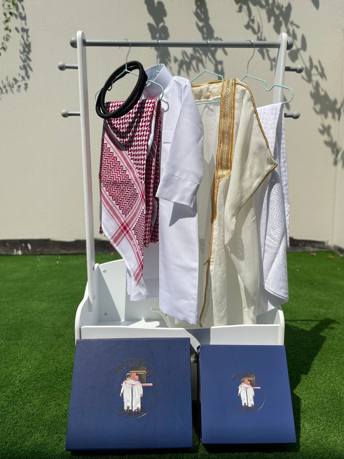 Prestige Baby Boy Thobe Gift Set - Cream Bisht for 0-12 Months | 5-Piece Outfit for Newborns, Eid, and Special Occasions