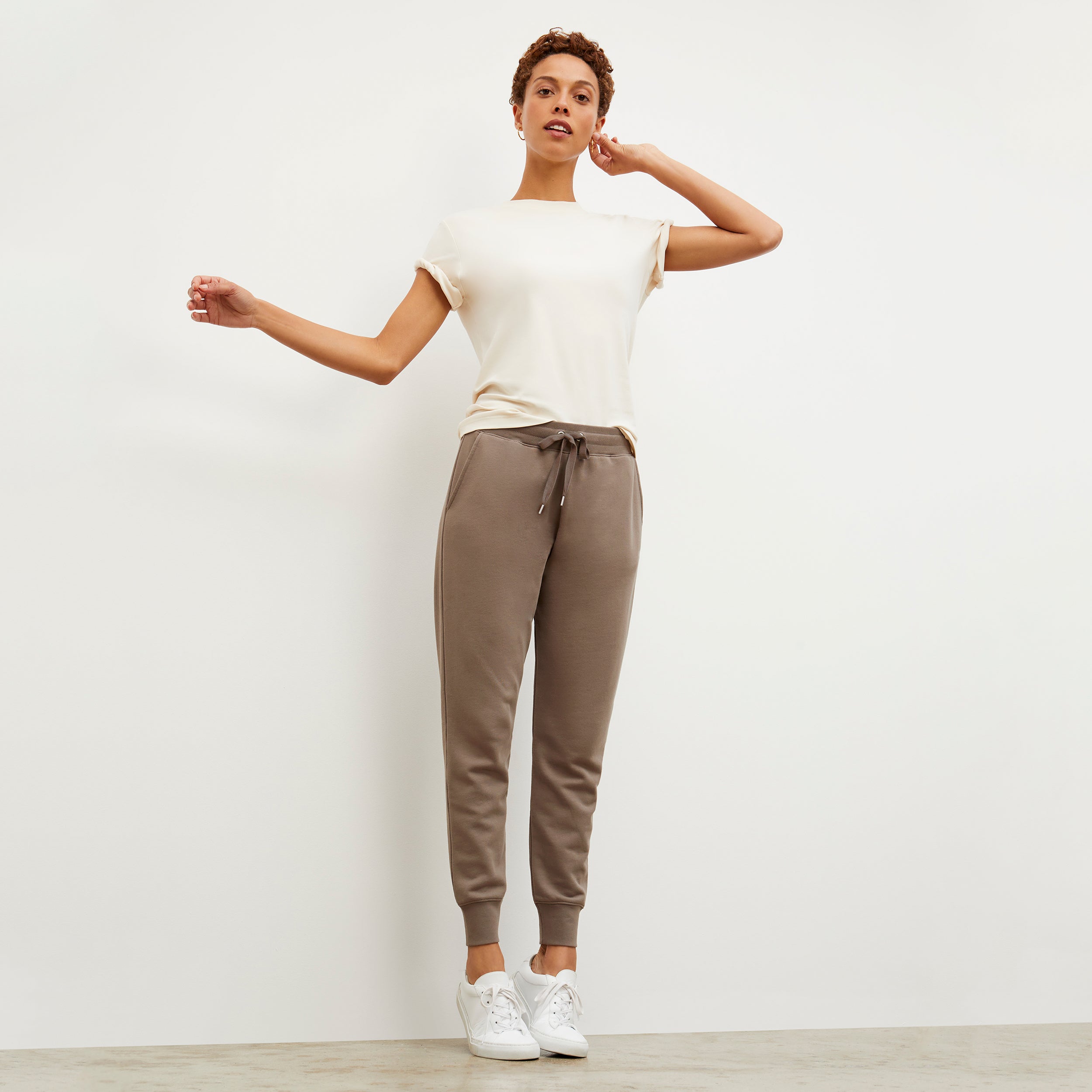 Joni Jogger French Terry Sweatpants for Women - Soft Mink Color Lounge Pants - Perfect for Yoga, Running & Casual Wear