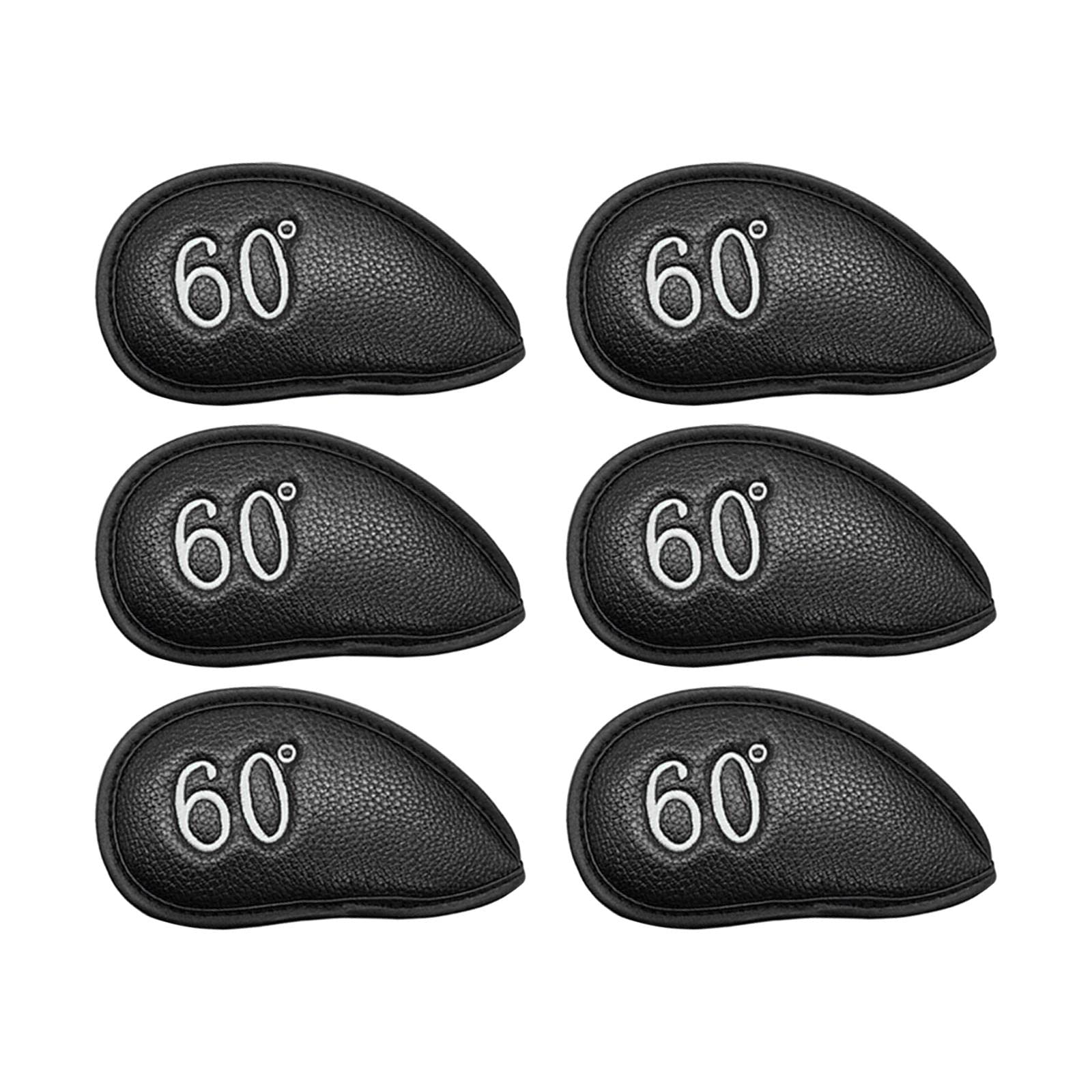 SM SunniMix 6X Golf Iron Head Covers Set - 60° Premium PU Leather Water-Resistant Wedge Club Protectors | Easy to Clean Golf Accessories for Driving Range & Course Play