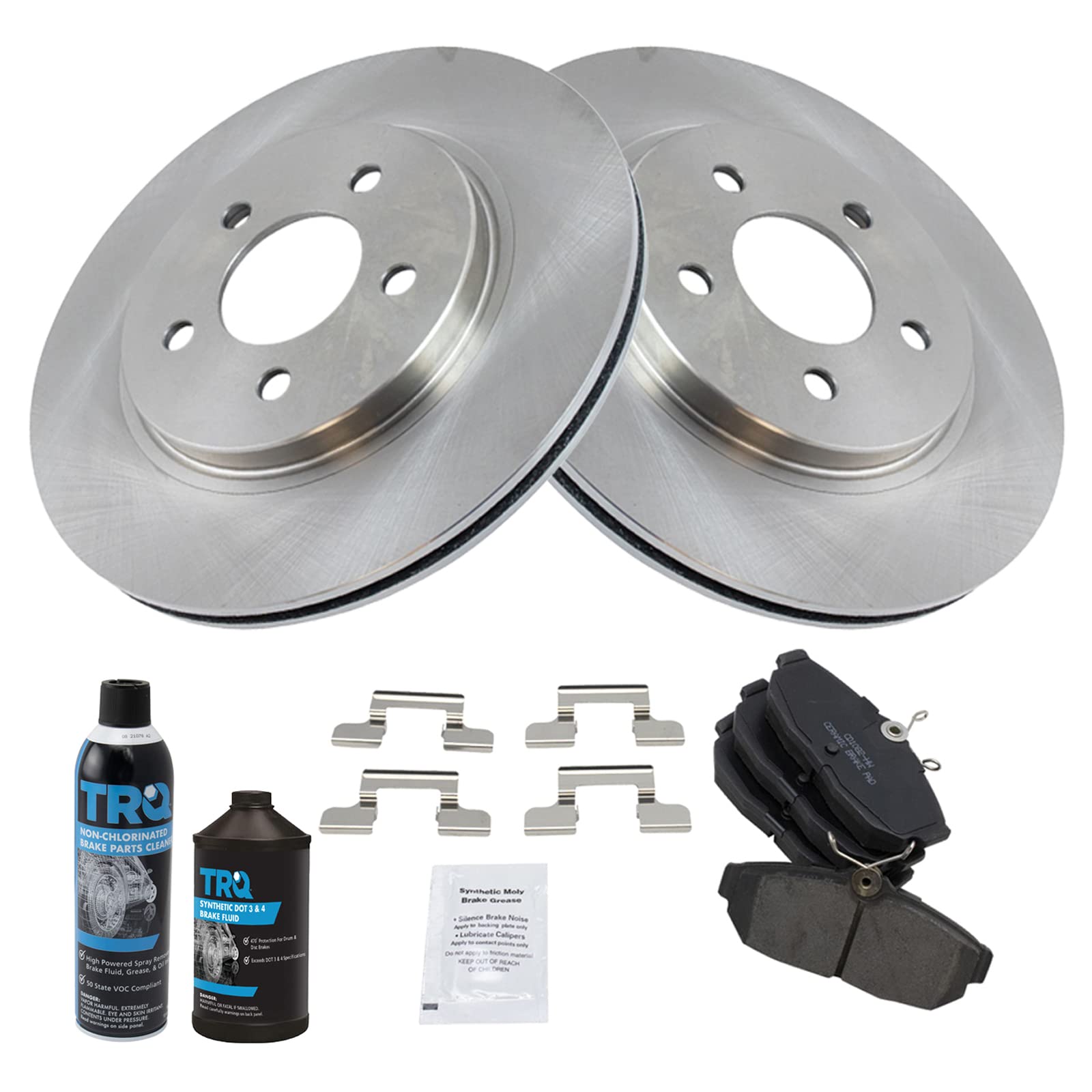 TRQ Rear Brake Pad and Rotor Kit with Ceramic Brake Pads - Compatible with 2005-2014 Ford Mustang | High-Performance Braking System for Smooth Stops | Ideal for Daily Commuting, Highway Driving, and Performance Upgrades