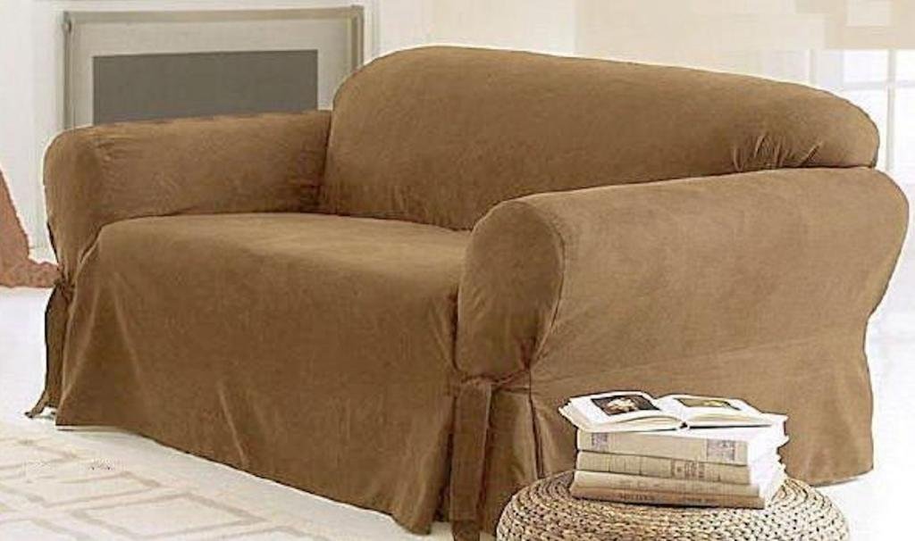 Soft Micro Suede Loveseat Slipcover - Tan for Home Decor & Protection