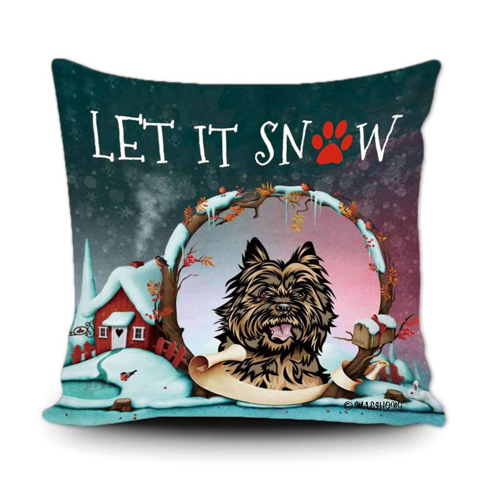 Cute Peeking Dog Cairn Terrier Winter Throw Pillow Cover - 16x16 Inch Christmas Snow Themed Decorative Pillow Case for Sofa, Bed & Home Decor | Perfect for Holiday Season, Living Room Accent & Cozy Winter Decor