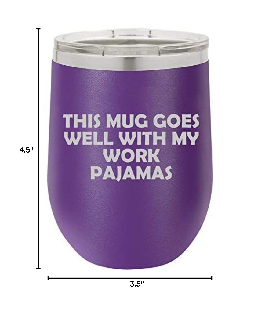 12 oz Double Wall Vacuum Insulated Stainless Steel Wine Tumbler - Stemless Coffee Travel Mug with Lid - Leakproof & Sweatproof - Perfect for Home Office, Camping & Commuting (Purple)