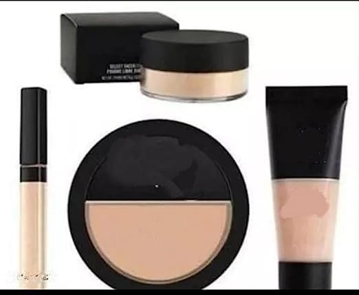 ELDERWAND 4-in-1 Makeup Kit - Foundation, Compact Powder, Concealer & Loose Powder Set for Flawless Skin | Perfect for Daily Use, Professional Makeup & On-the-Go Touch Ups