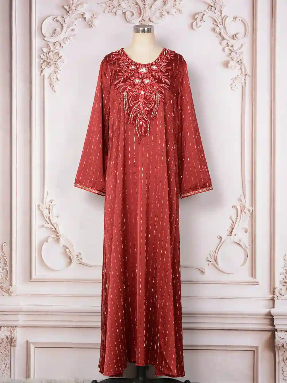 Elegant Hotfix Rhinestones Kaftan Dress for Women - Eid Party & Special Occasions - Style #25045