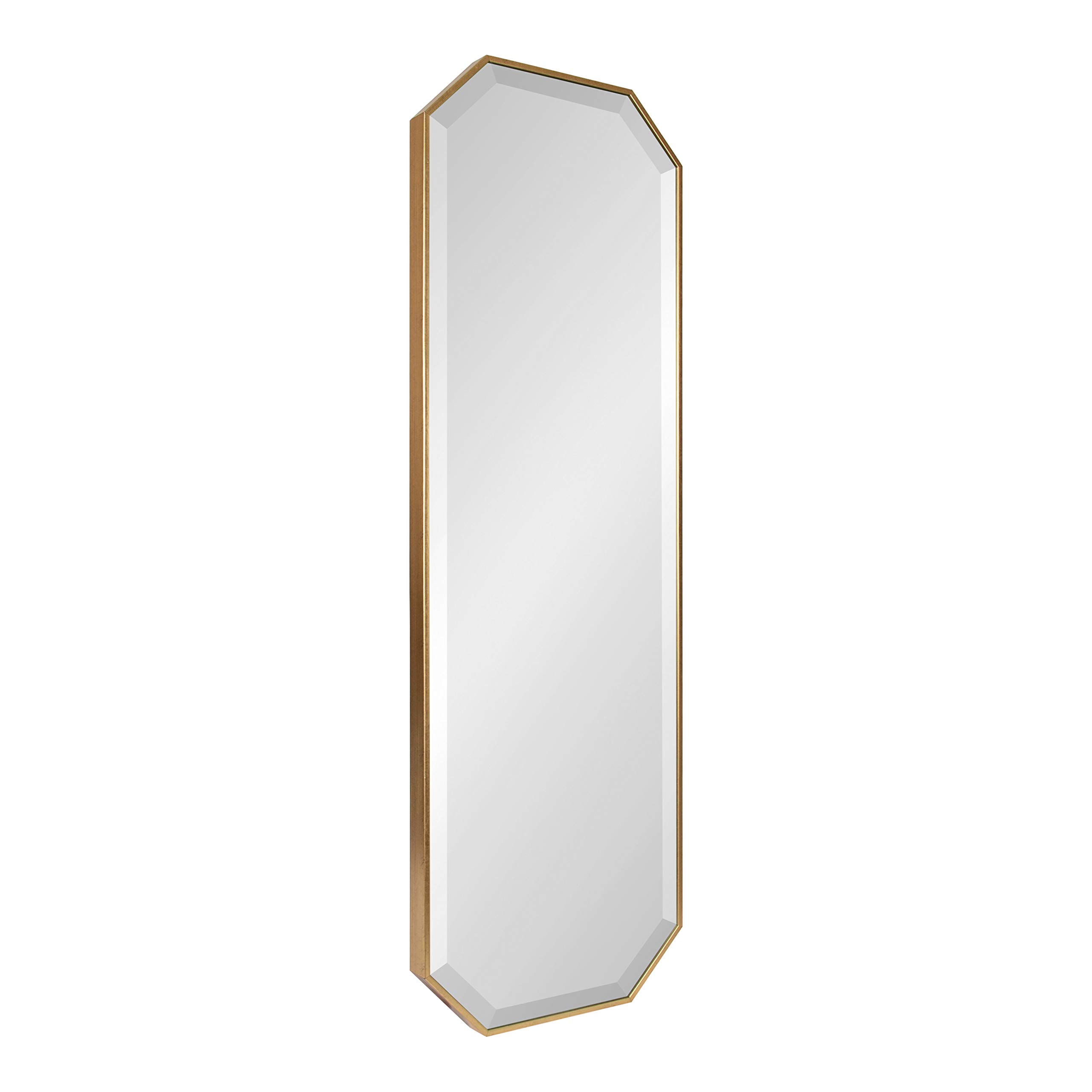 Kate & Laurel Rhodes Modern Full Length Octagon Wall Mirror - 16x48 Inches, Gold Frame, Glam Geometric Decor - Perfect for Living Room, Bedroom & Entryway