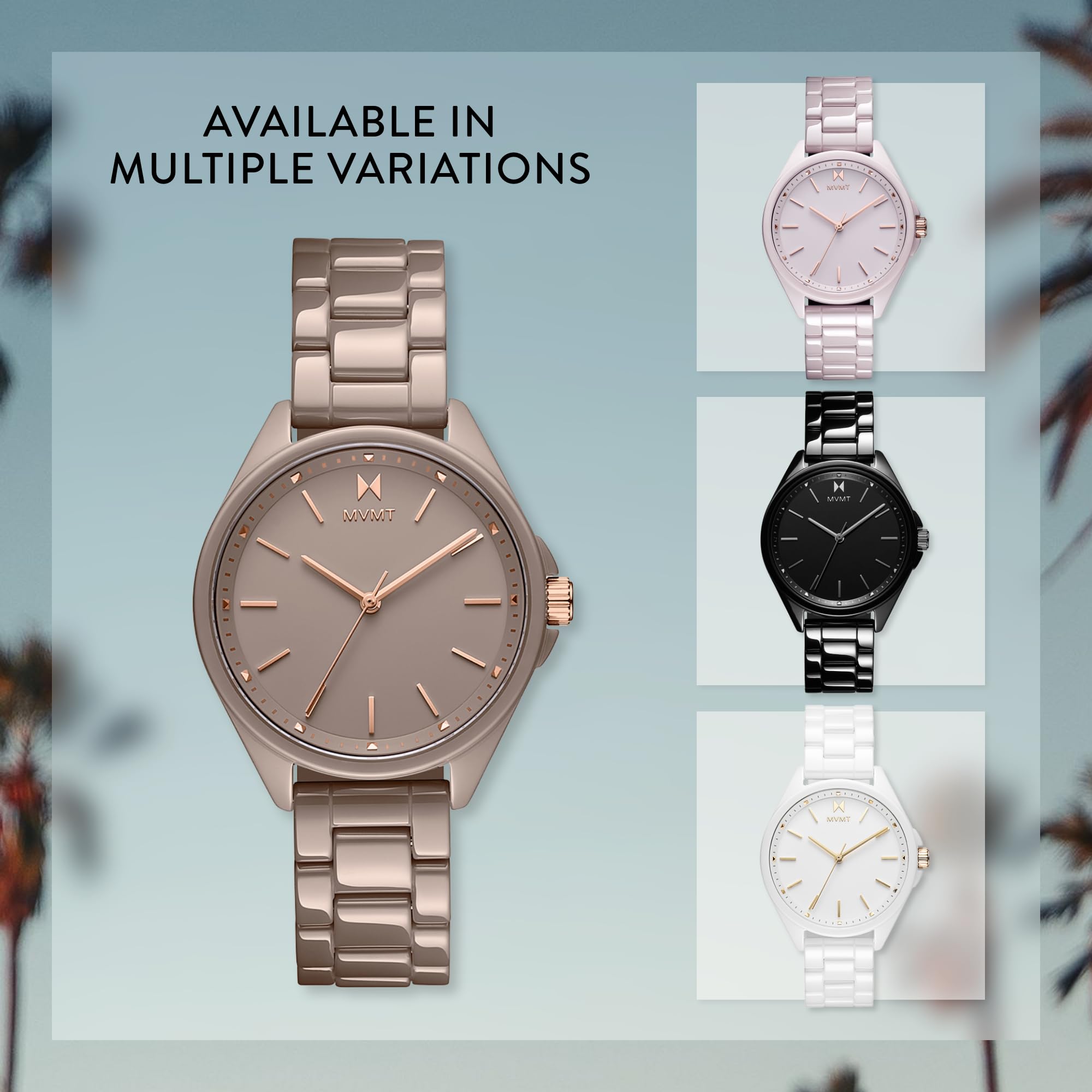 MVMT Coronada Ceramic Women's Watch - Minimalist Analog Wristwatch with Interchangeable Bands, 36mm Case, Water Resistant to 30m - Perfect for Office, Date Night & Everyday Wear