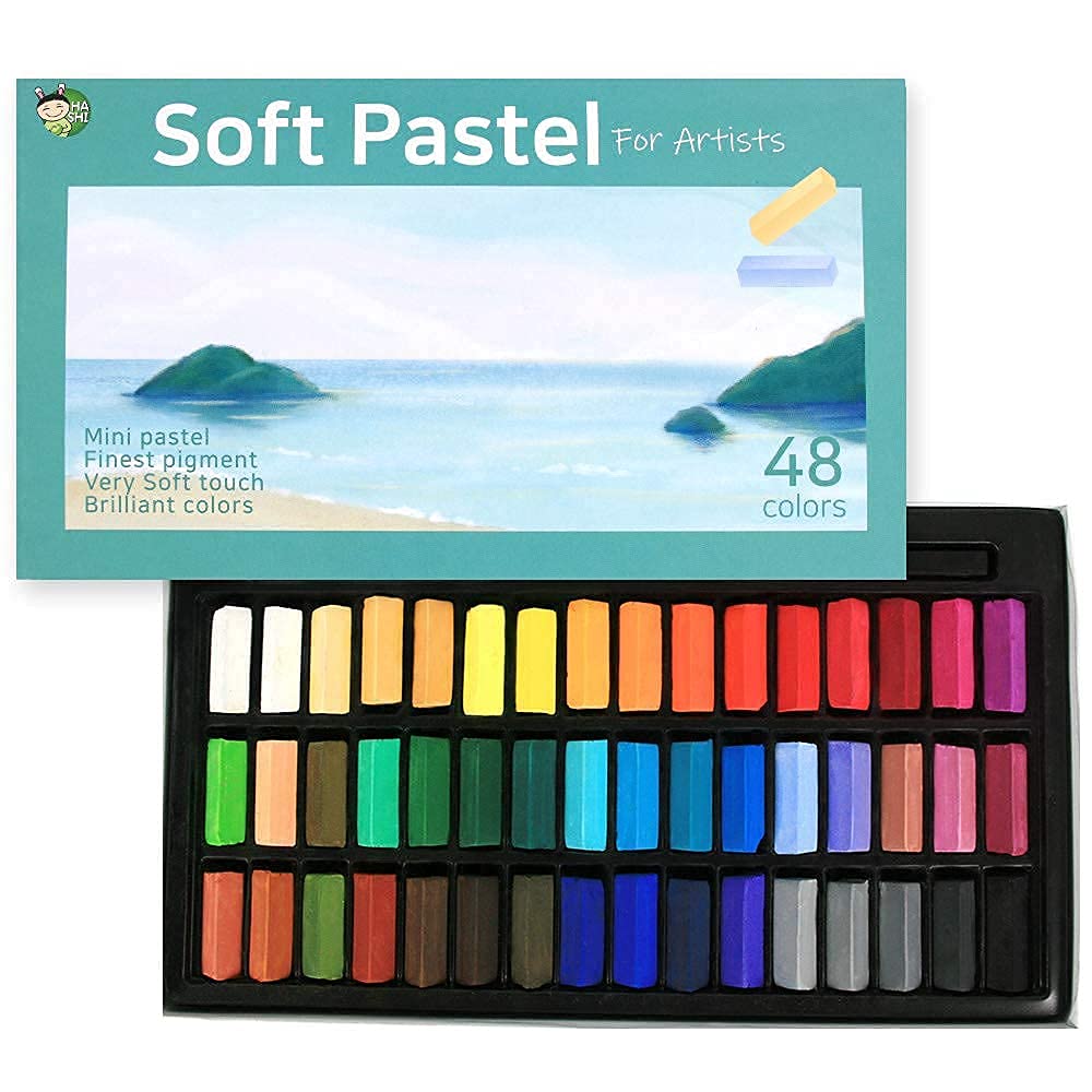 HASHI Soft Chalk Pastels Set - 48 Vibrant Colors with Holder | Professional Drawing & Sketching Supplies for Artists, Students & DIY Crafts
