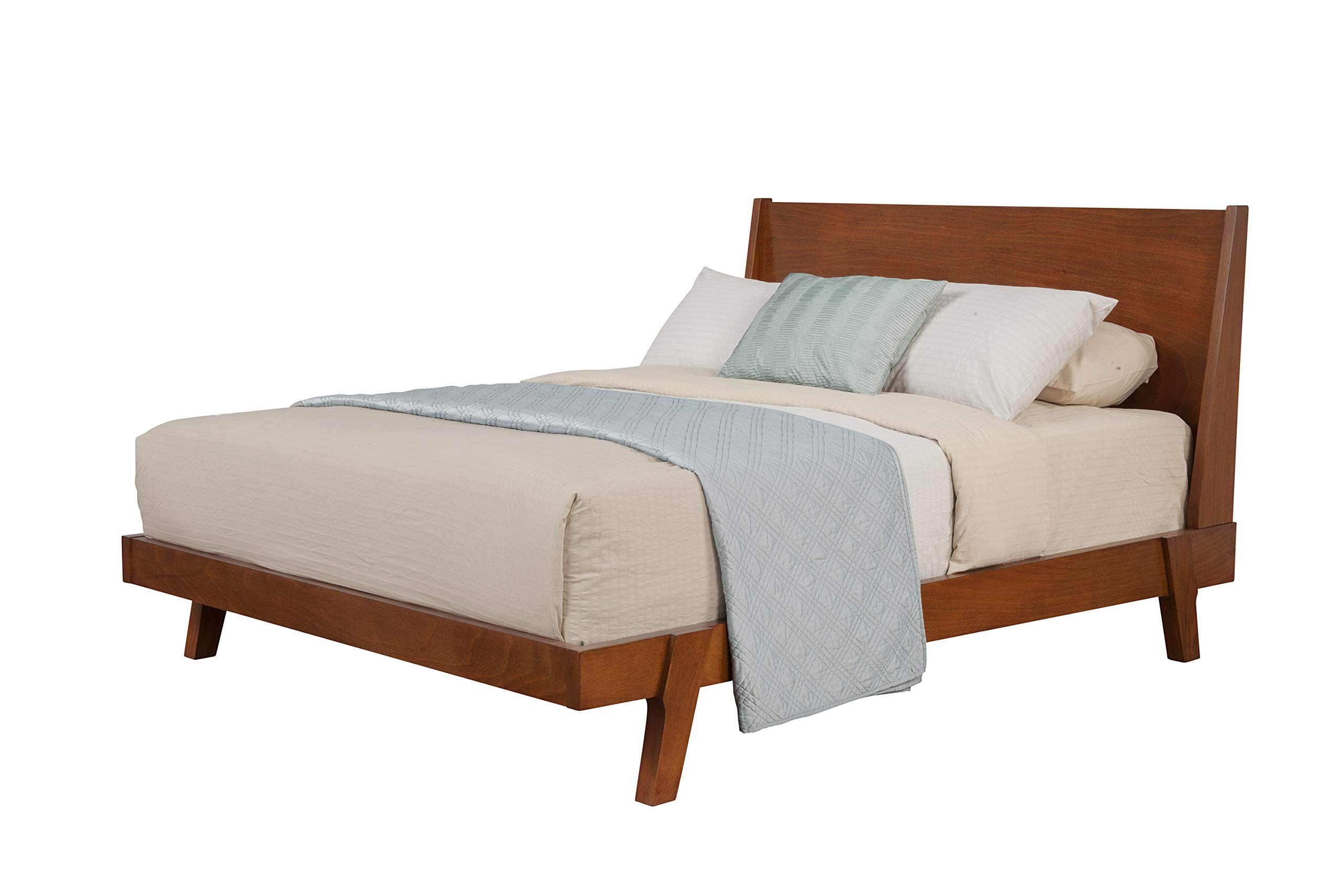 Premium Alpine Furniture Dakota Queen Size Bed Frame - Solid Mahogany Wood Platform Bed with Sturdy Slat Support | Perfect for Modern Bedrooms, Guest Rooms & Master Suites