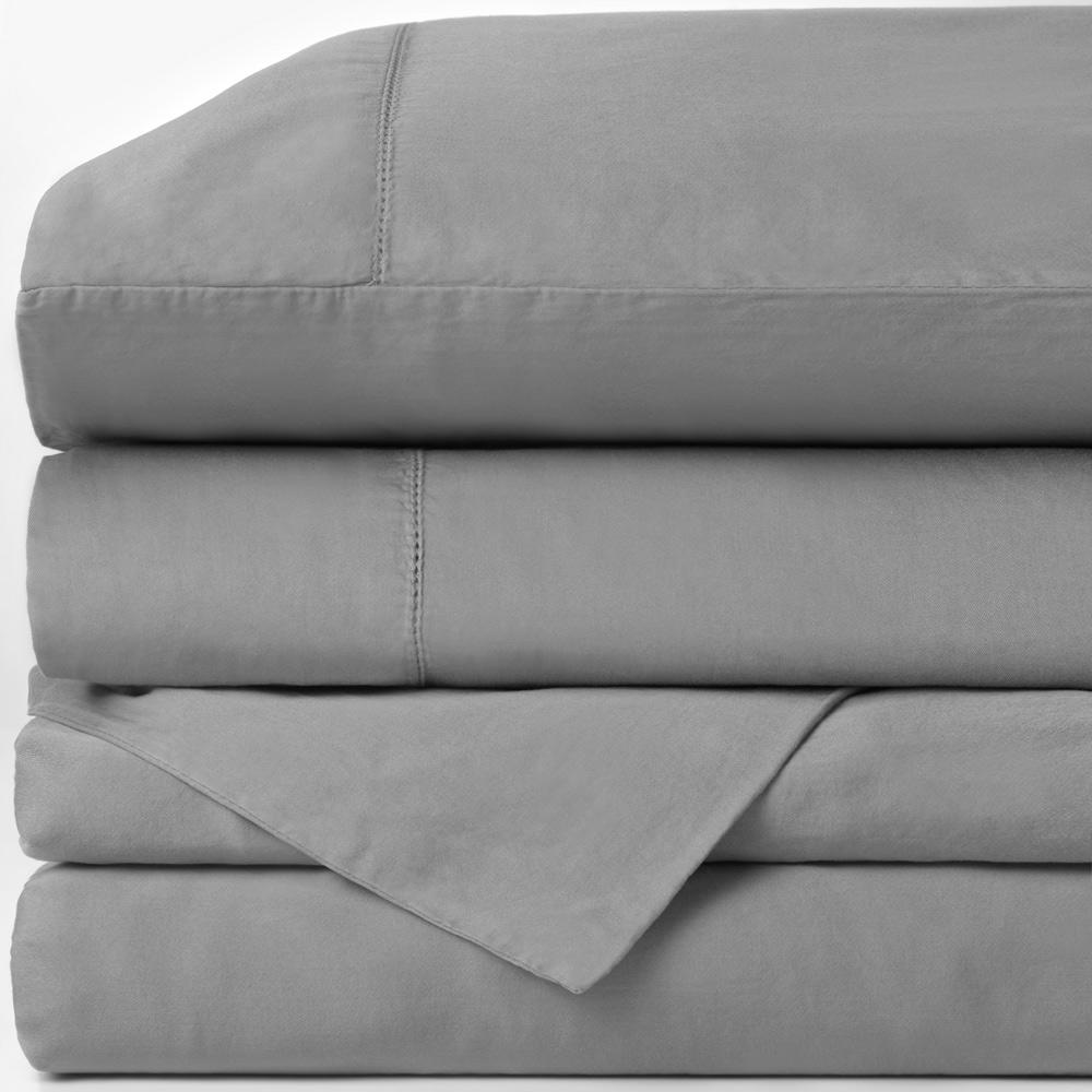 Premium Storm Gray Relaxed Cotton Sateen Pillowcase - Soft & Breathable Bedding for Ultimate Comfort - Perfect for Home, Hotel, and Travel Use