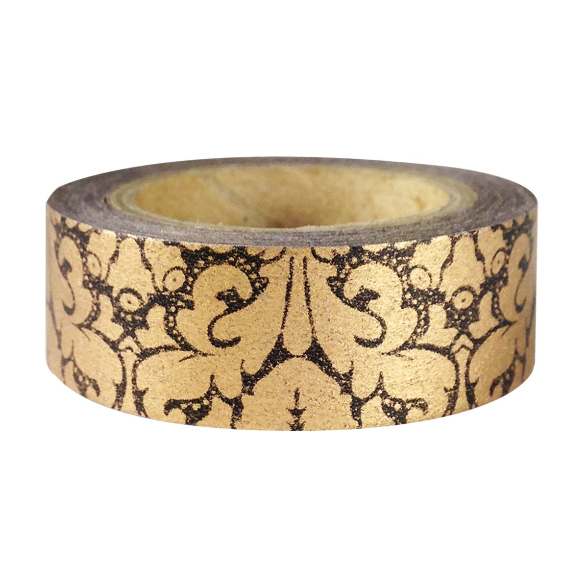 Wrapables Japanese Washi Masking Tape - Decorative Gold Damask Pattern for Scrapbooking, Journaling, Gift Wrapping & DIY Crafts