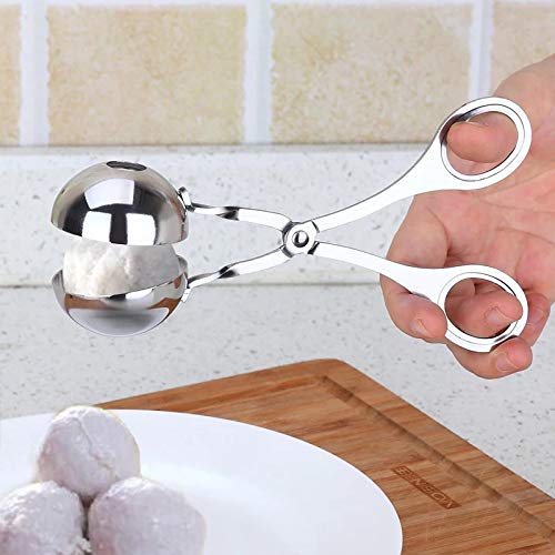 Premium Stainless Steel Meatball Maker Set - Non-Stick Ice Cream & Cookie Dough Scoop with Tongs (1.38