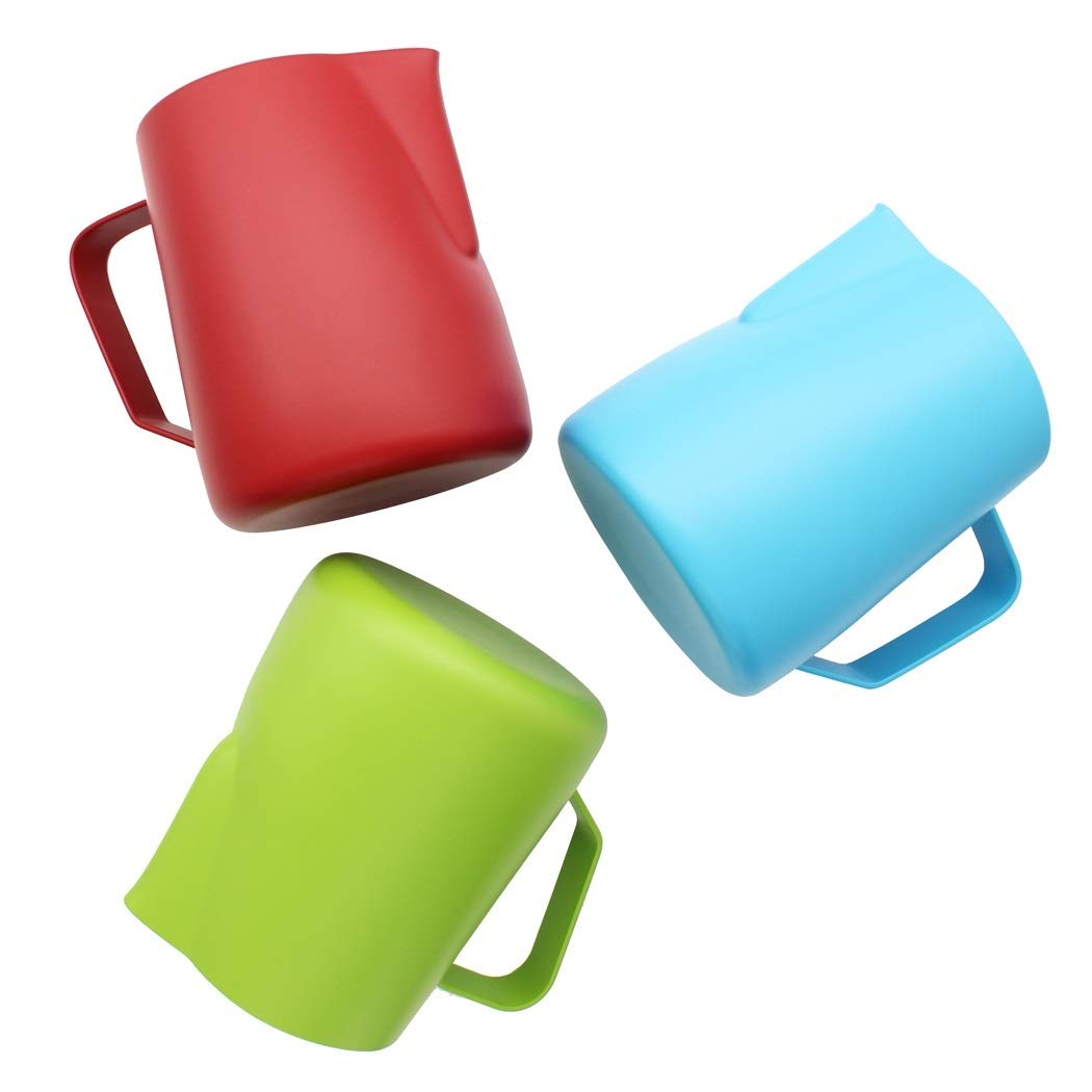 Stainless Steel Milk Frothing Pitcher 600ml/20oz - Espresso Steaming Jug for Latte Art, Coffee Frother Cup, Barista Tools (Red) - Perfect for Home & Café Use