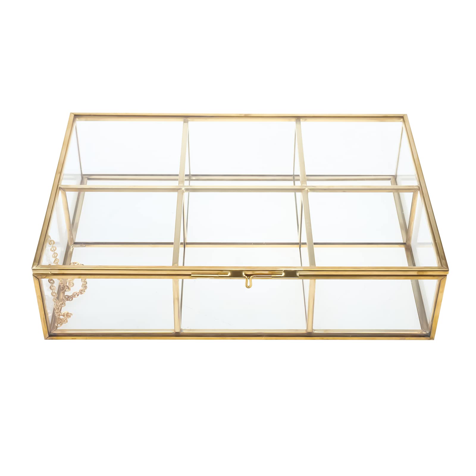 Premium Glass Tea Bag Organizer with Lid - 6 Compartment Clear Storage Box for Tea Bags, Coffee & Sugar Packets - Countertop Display Case for Kitchen, Office or Gift Use